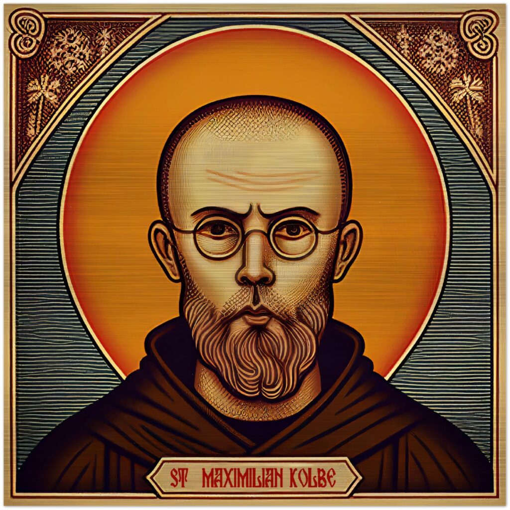 Saint Maximilian Kolbe, Pray for Us ✠ Brushed Aluminum Icon