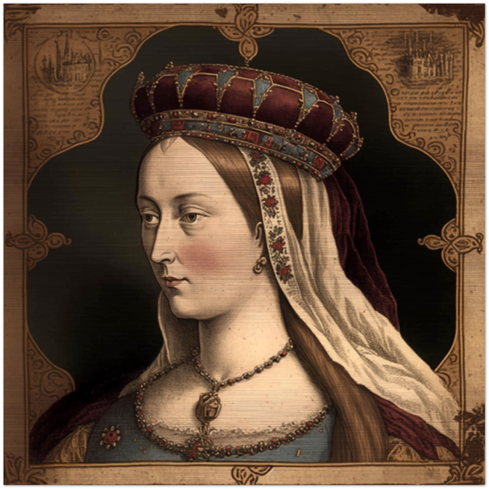 Queen Isabel the Catholic, Isabella I of Castile ✠ Brushed Aluminum Print