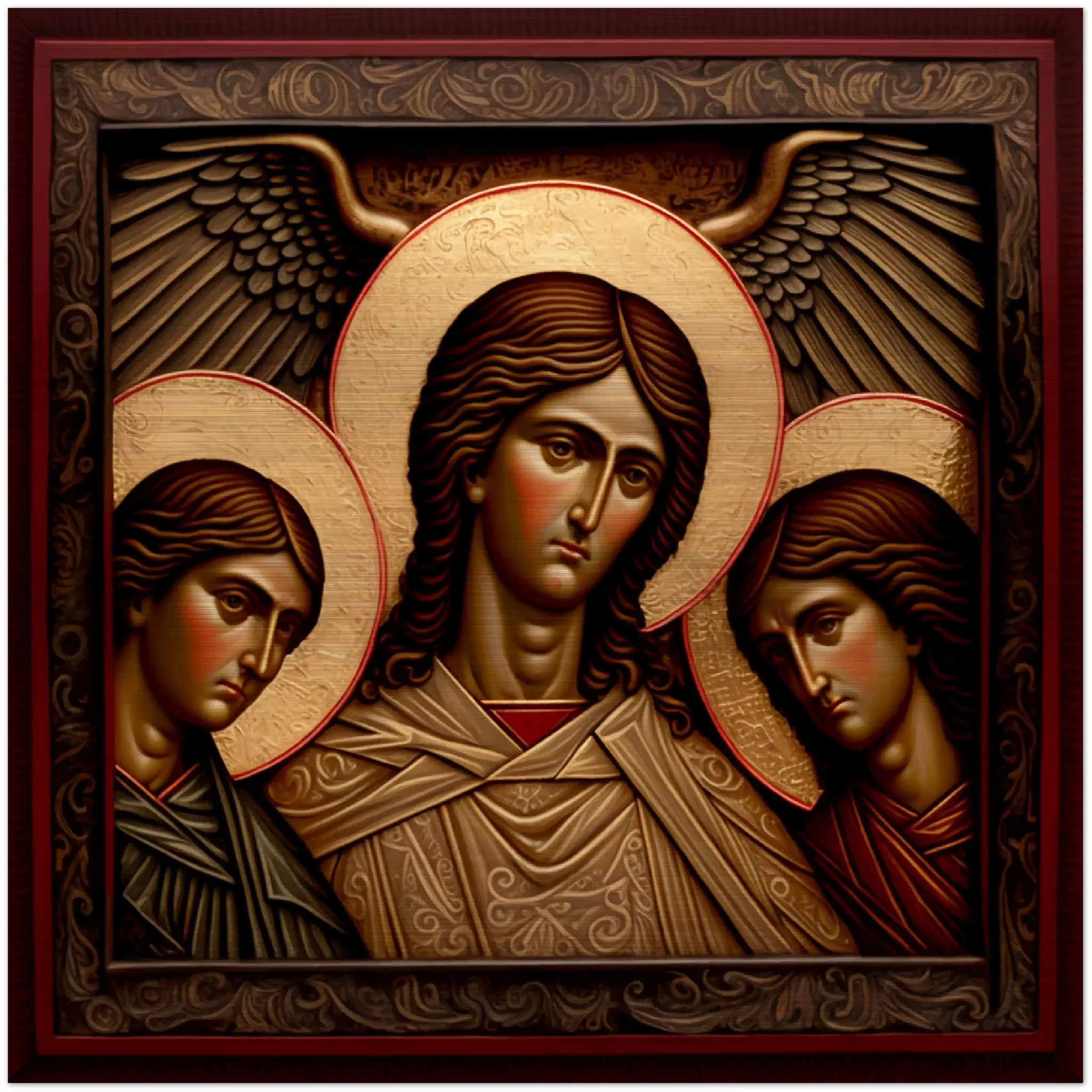 Saint Michael, Gabriel and Raphael, Archangels ✠ Brushed Aluminum Icon