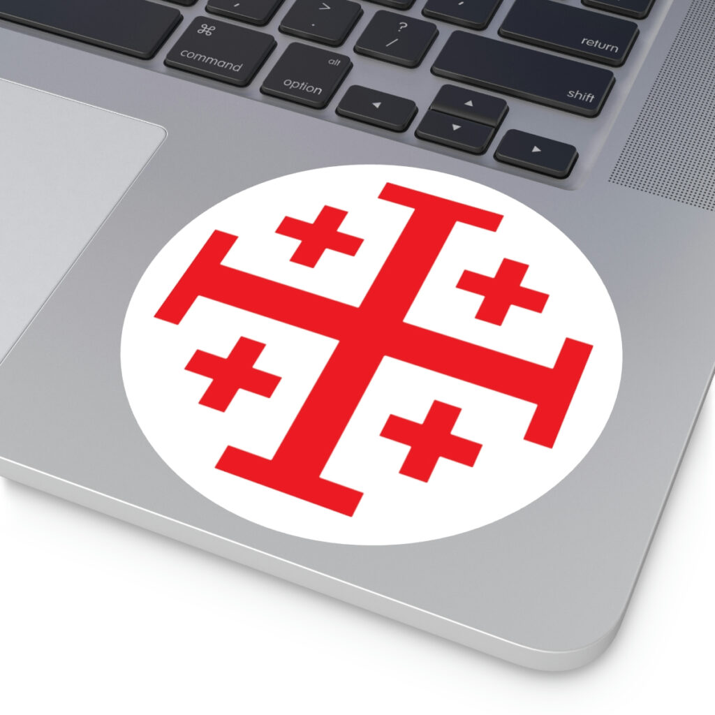 Jerusalem Cross ✠ Round Stickers, Indoor-Outdoor