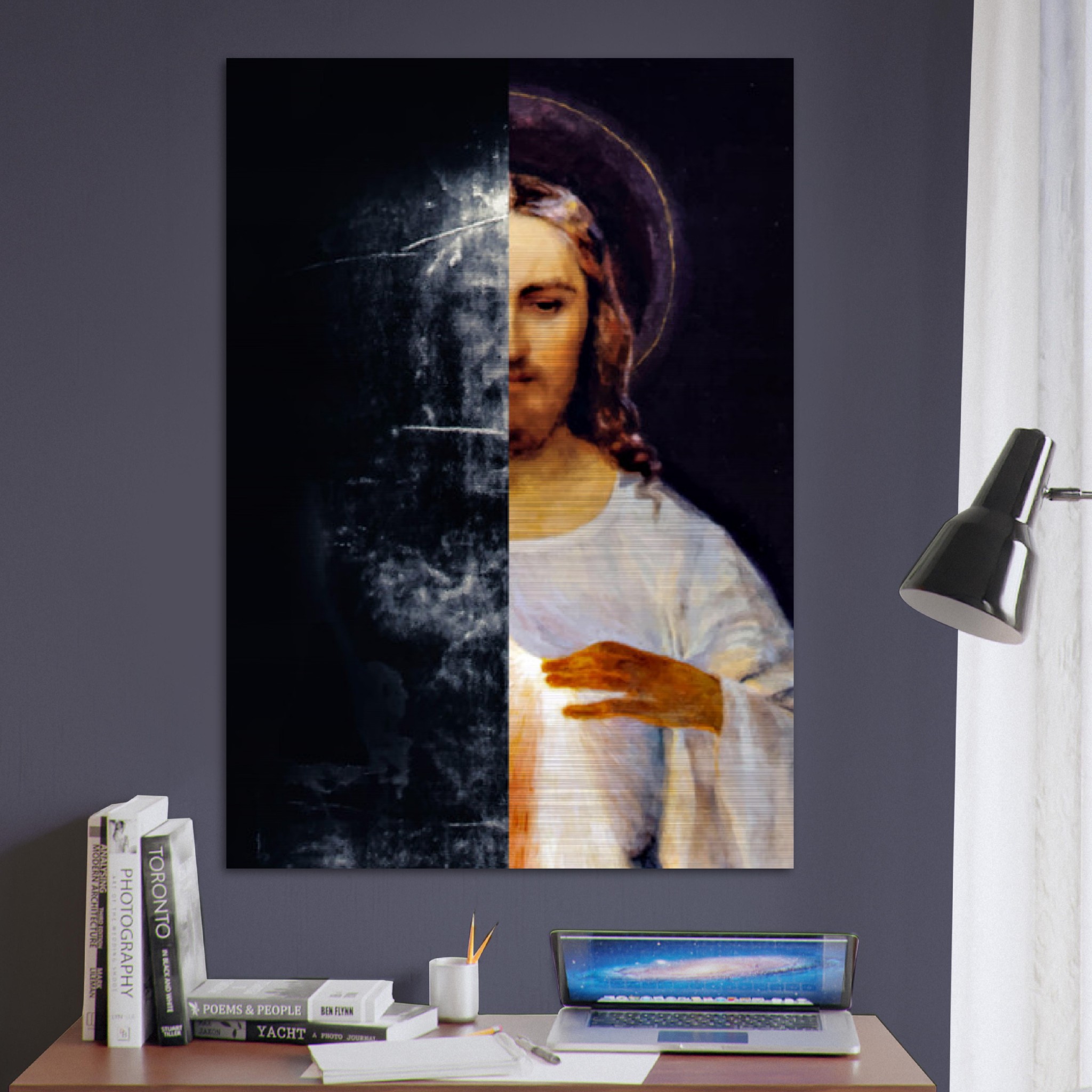 Divine Mercy and the Shroud of Turin Brushed Aluminum Icon