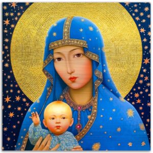 Our Lady of La Vang – Vietnam Brushed Aluminum Icon Brushed Aluminum Icons Rosary.Team