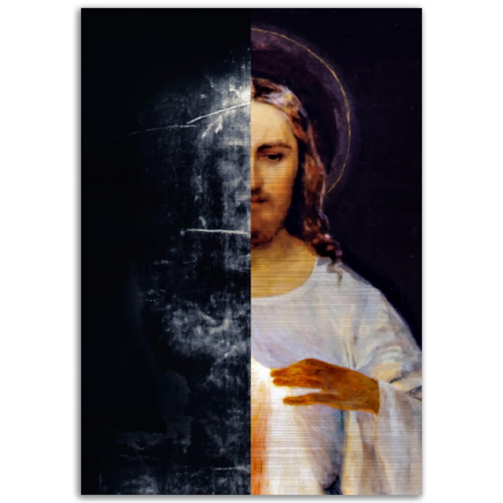 Divine Mercy and the Shroud of Turin Brushed Aluminum Icon