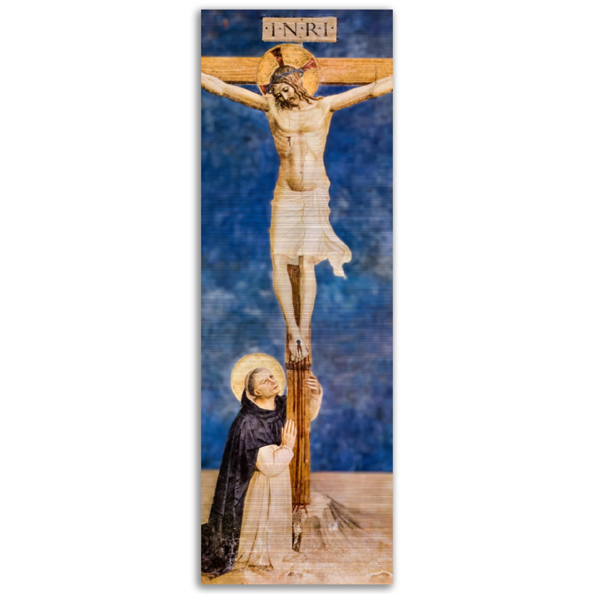 Saint Dominic Adoring the Crucifixion Brushed Aluminum Icon