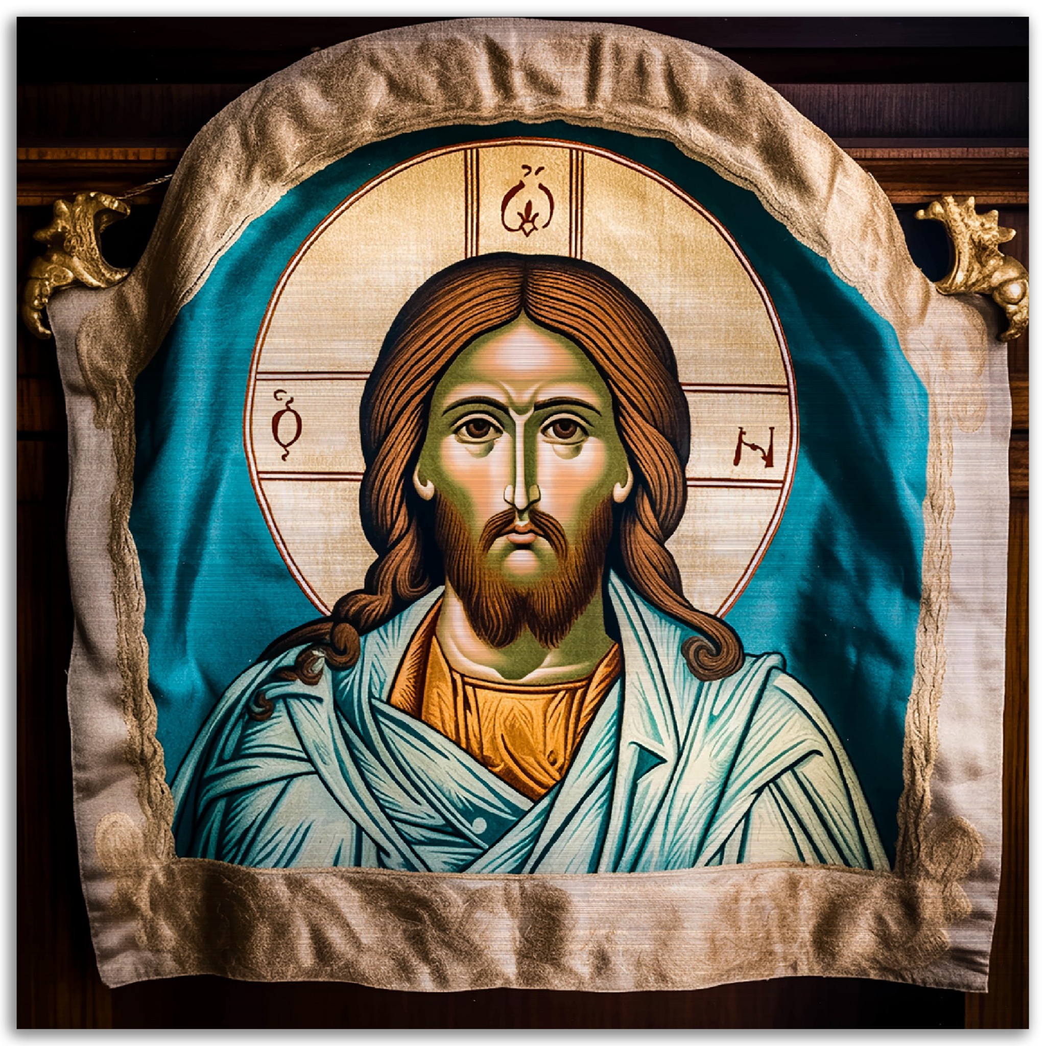 Mandylion Holy Face, Holy Napkin of Edessa Brushed Aluminum Icon Brushed Aluminum Icons Rosary.Team