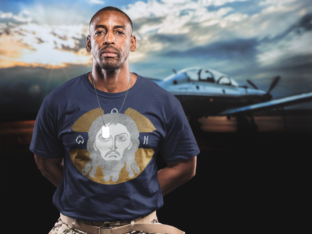 Icon of the Mandylion of Edessa ICXC – Metallic Print Shirt