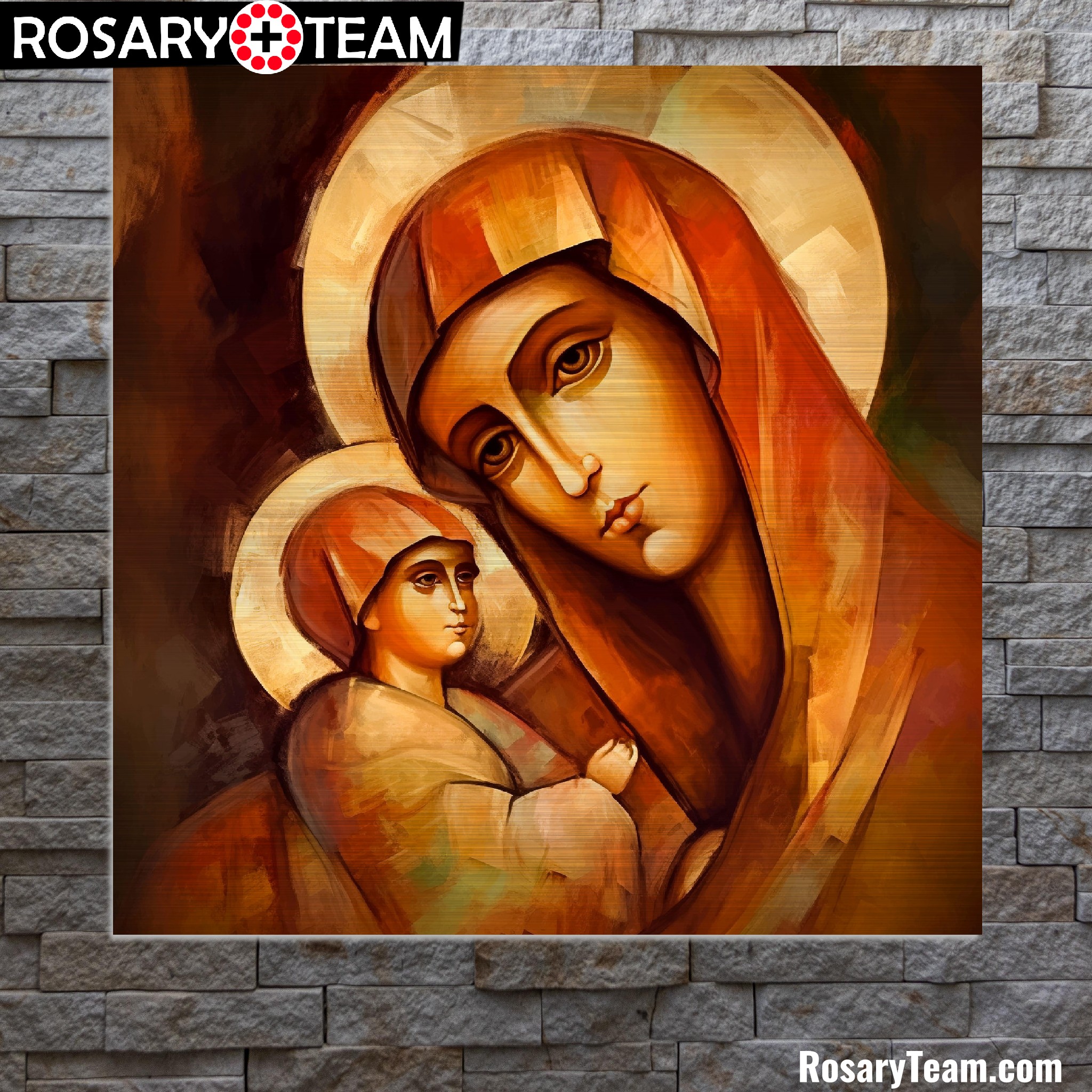 St. Anne holding the Blessed Virgin Mary Brushed Aluminum Icon