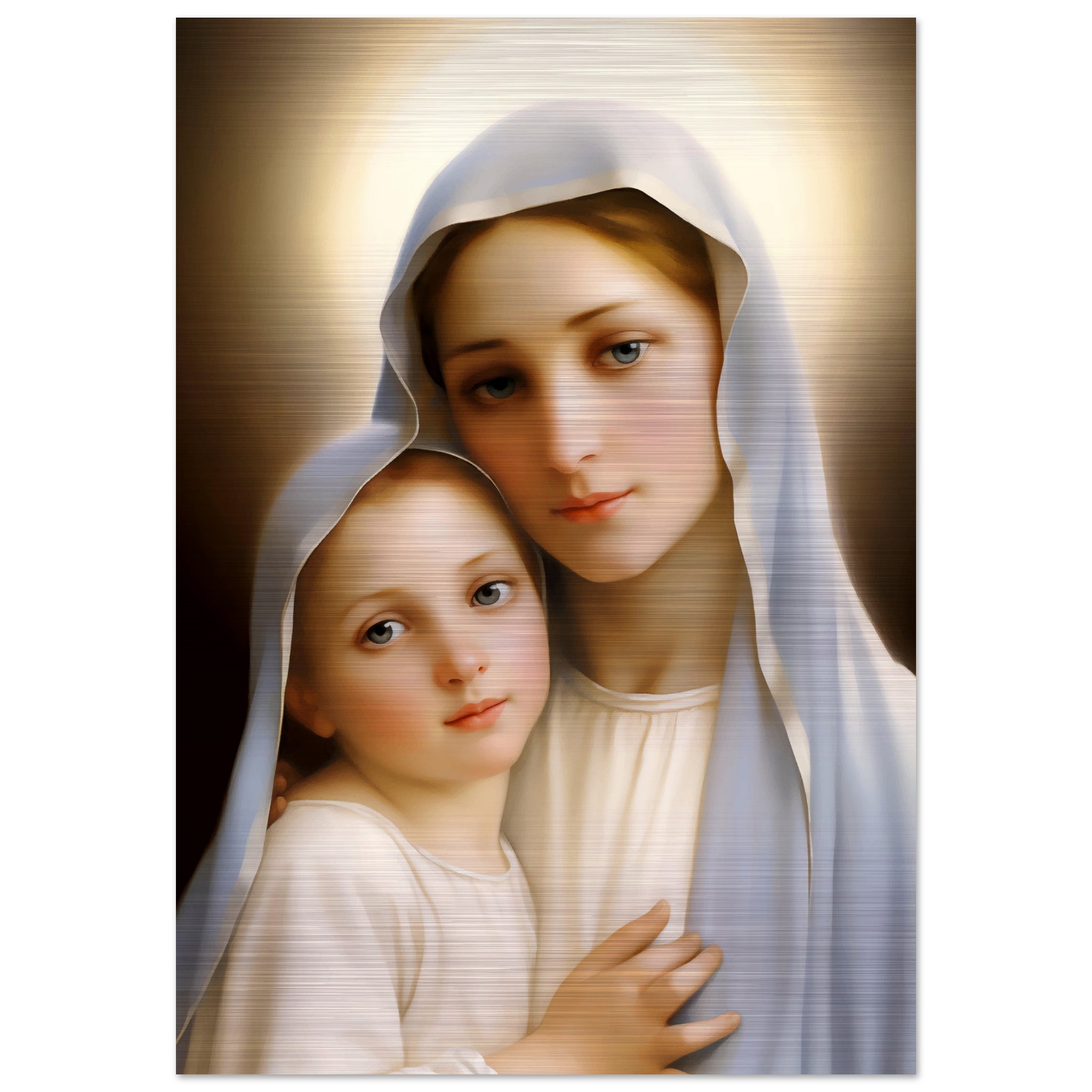 Mary Protector of life and family Icon Brushed Aluminum