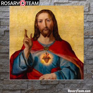 Most Sacred Heart of Jesus Icon – Brushed Aluminum Brushed Aluminum Icons Rosary.Team