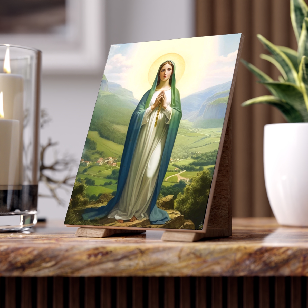 Our Lady Virgin Mary Queen of Garabandal; Ceramic Icon Tile