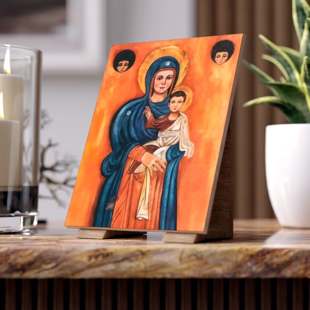 Our Lady of the Maronites, Elige; Ceramic Icon Tile General Rosary.Team