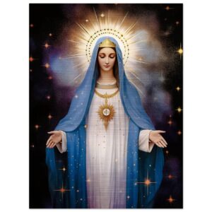 Our Lady of Mount Carmel of Garabandal Icon Brushed Aluminum Brushed Aluminum Icons Rosary.Team