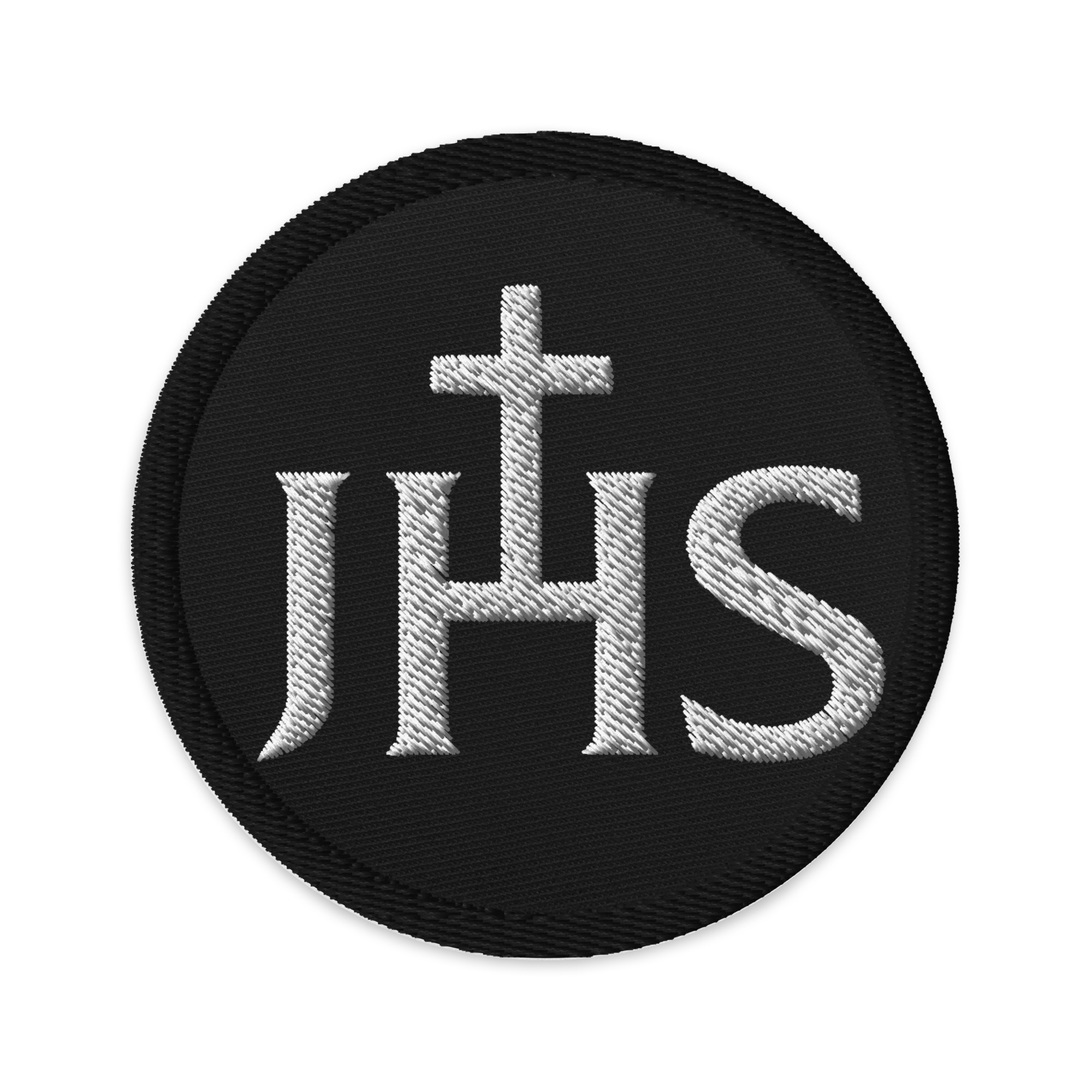 Christogram IHS white over black Embroidered patches Accessories Rosary.Team
