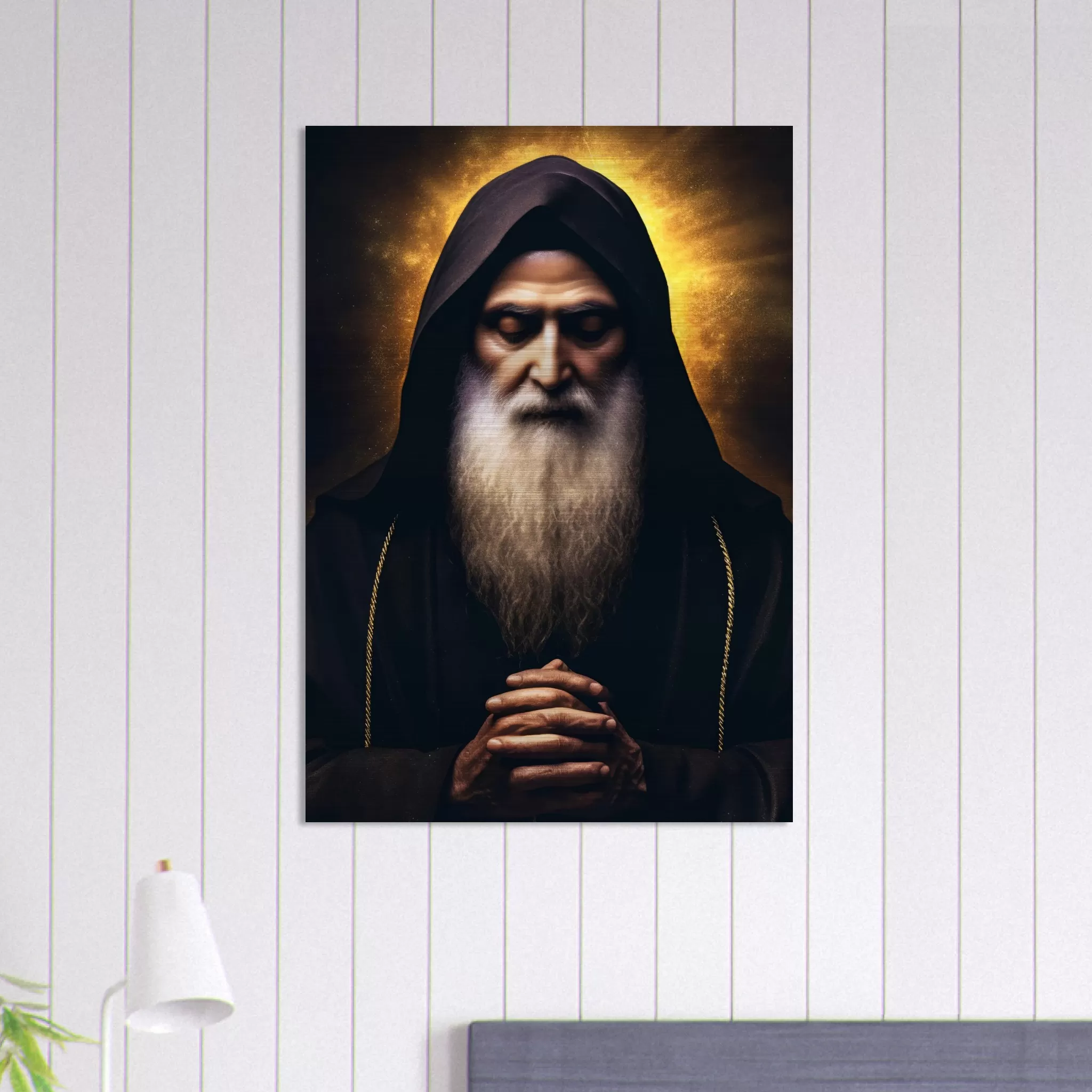 St Charbel, heart full of compassion Icon Brushed Aluminum