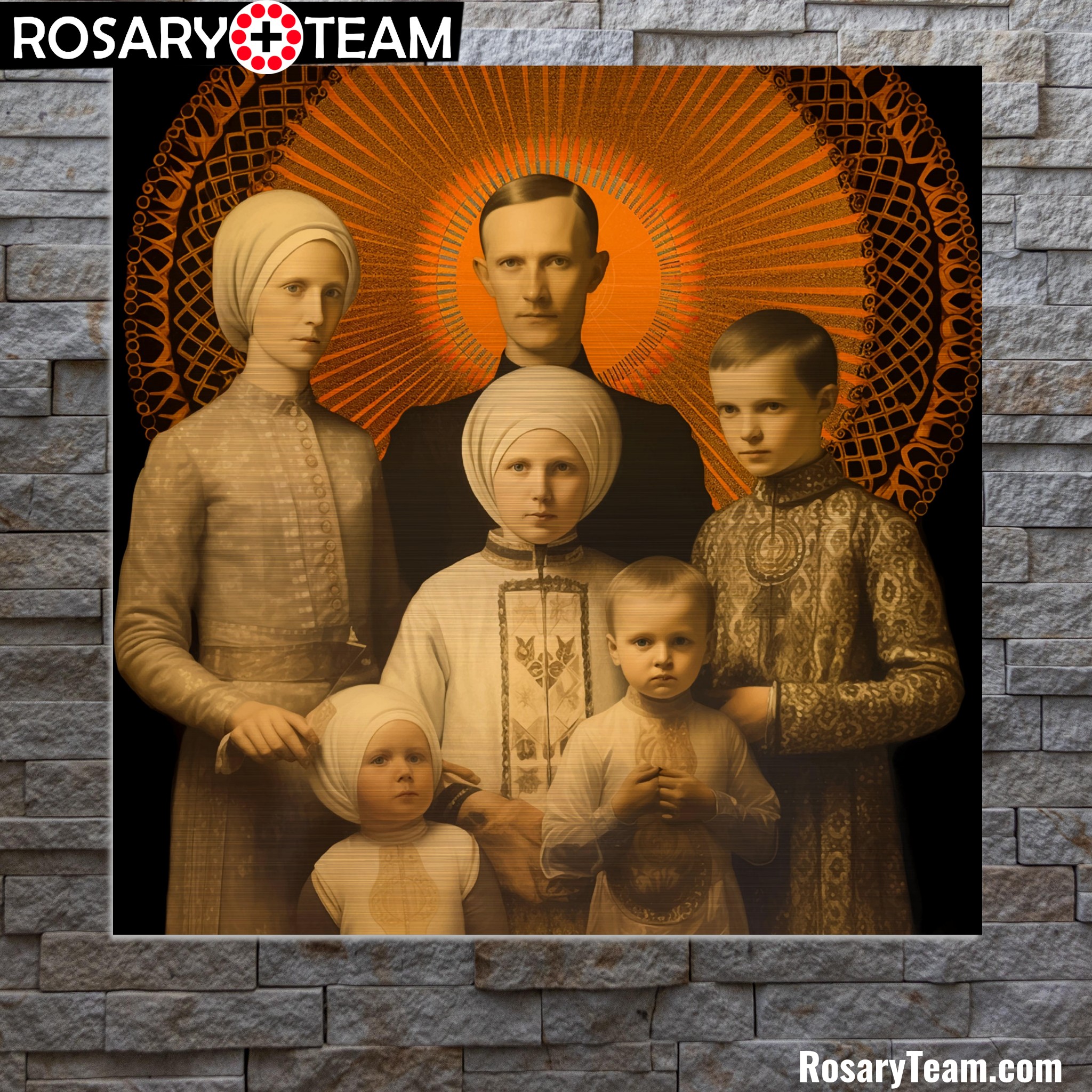 Family of Józef and Wiktoria Ulma icon - Brushed Aluminum - Catholic Polish