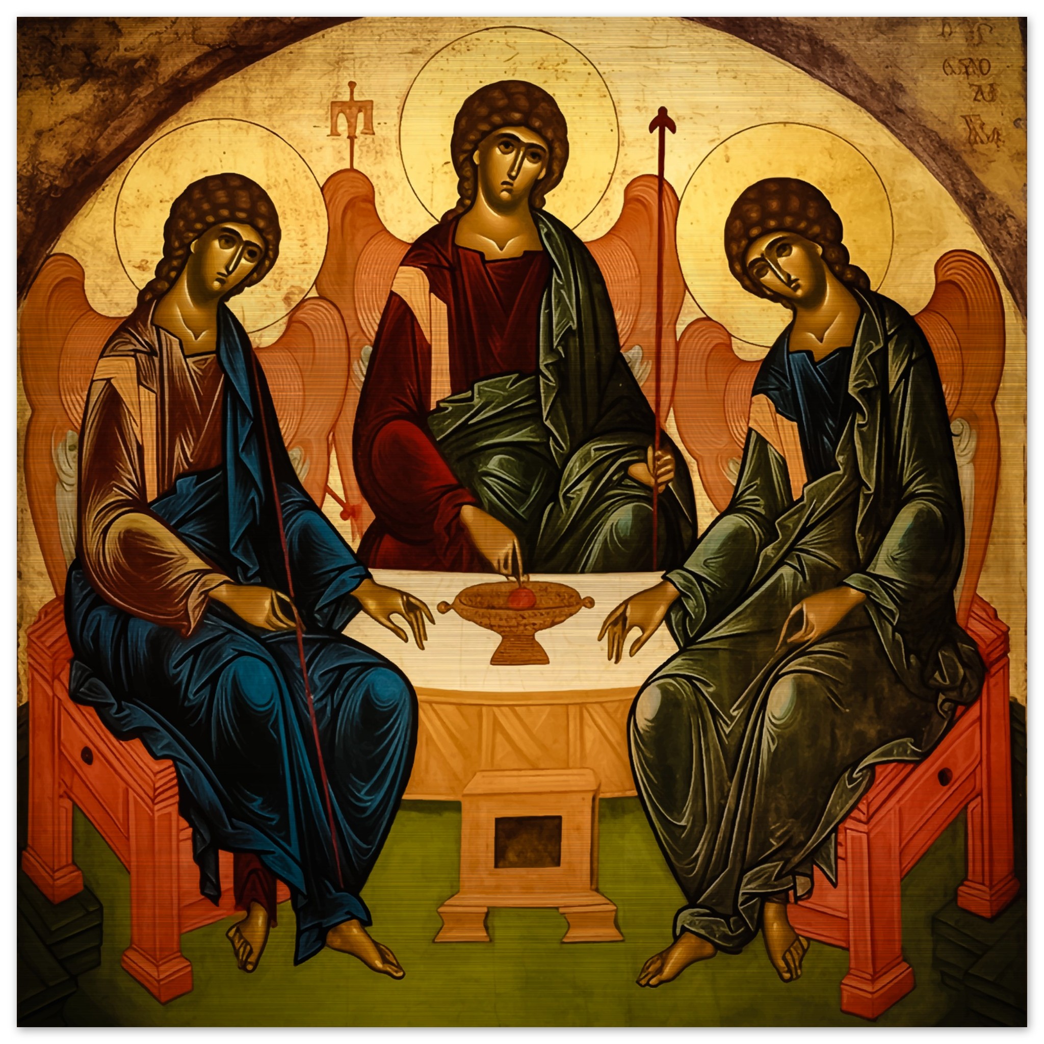 The Holy Trinity Icon Brushed Aluminum Hospitality of the Trinity