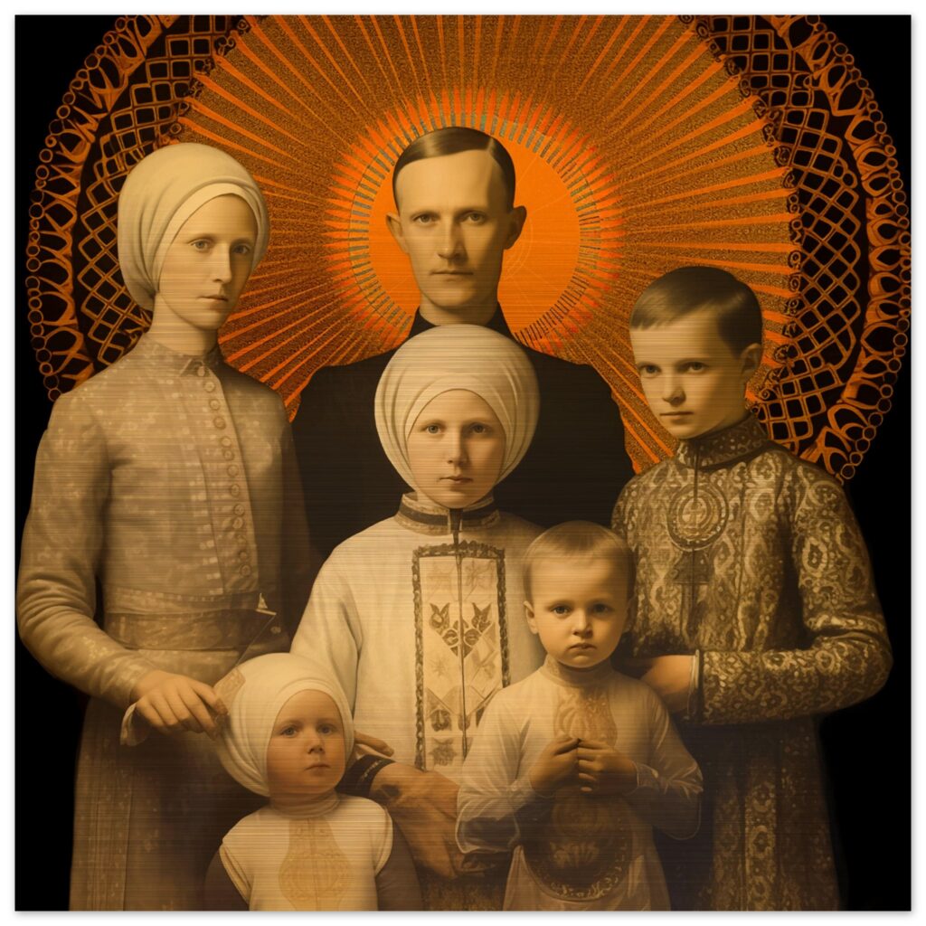 Family of Józef and Wiktoria Ulma icon – Brushed Aluminum – Catholic Polish