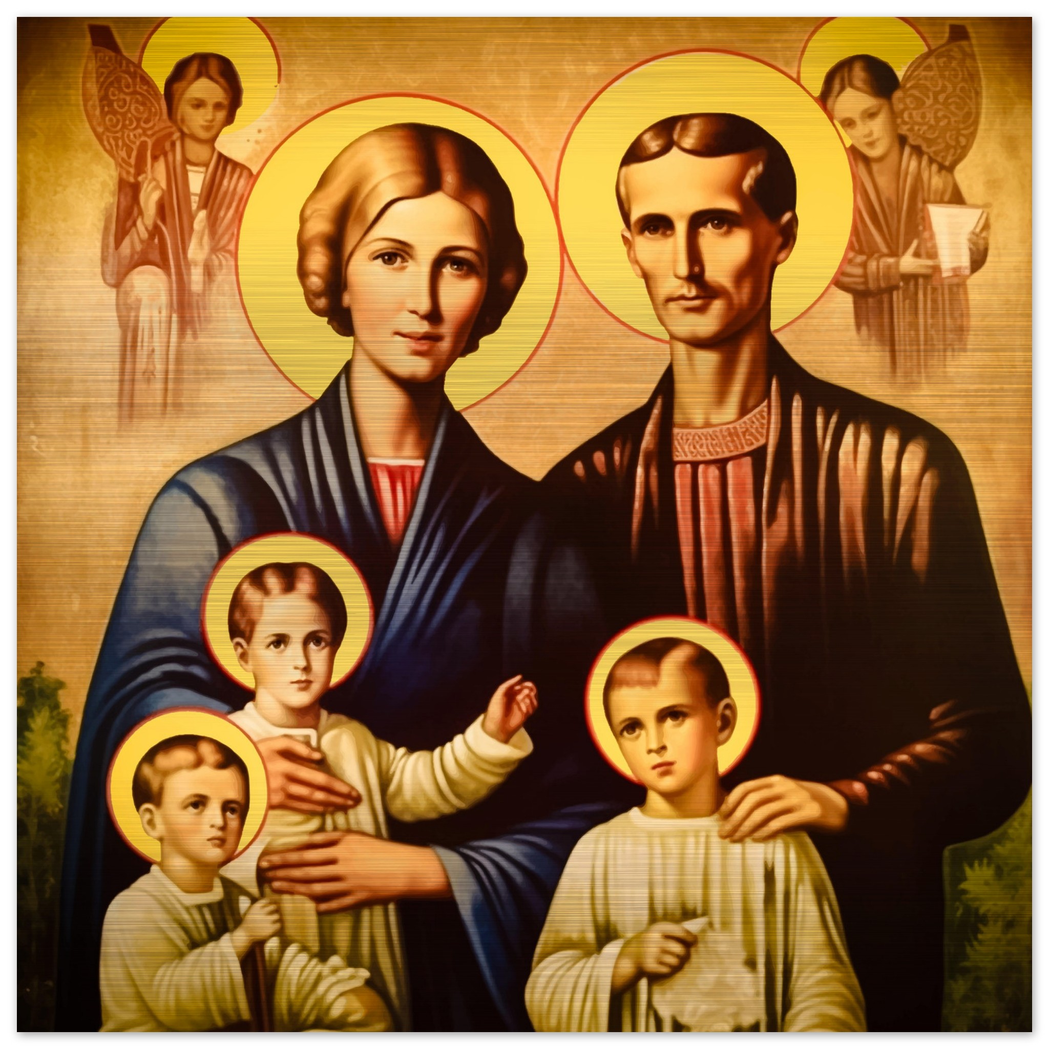 Ulma Family Icon Martyred and Blessed Together Brushed Aluminum Brushed Aluminum Icons Rosary.Team