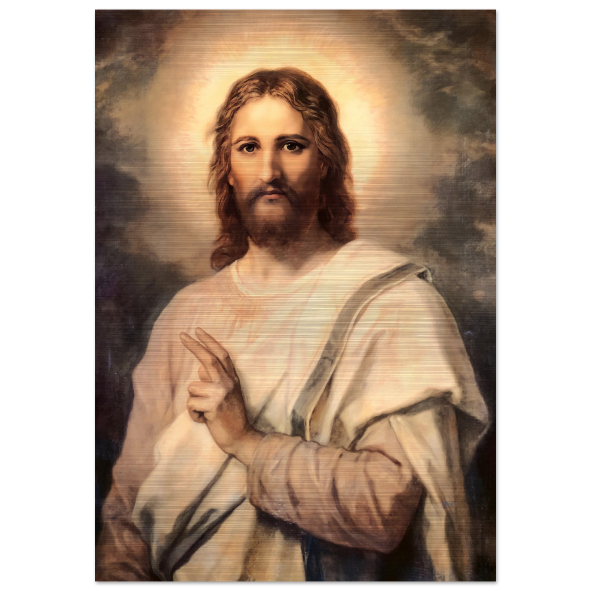 Portrait of Christ, The Savior Icon Brushed Aluminum Brushed Aluminum Icons Rosary.Team