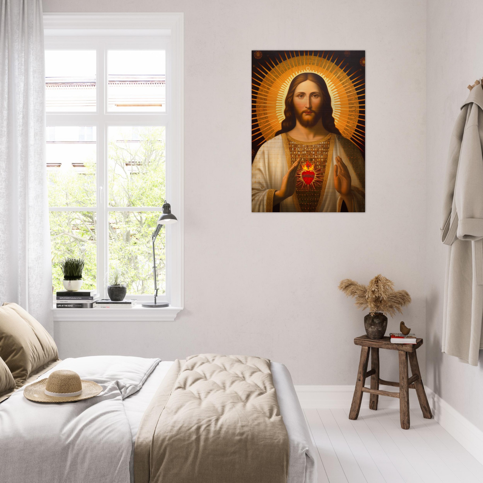 Dear Sacred Heart of Jesus Icon Brushed Aluminum Print