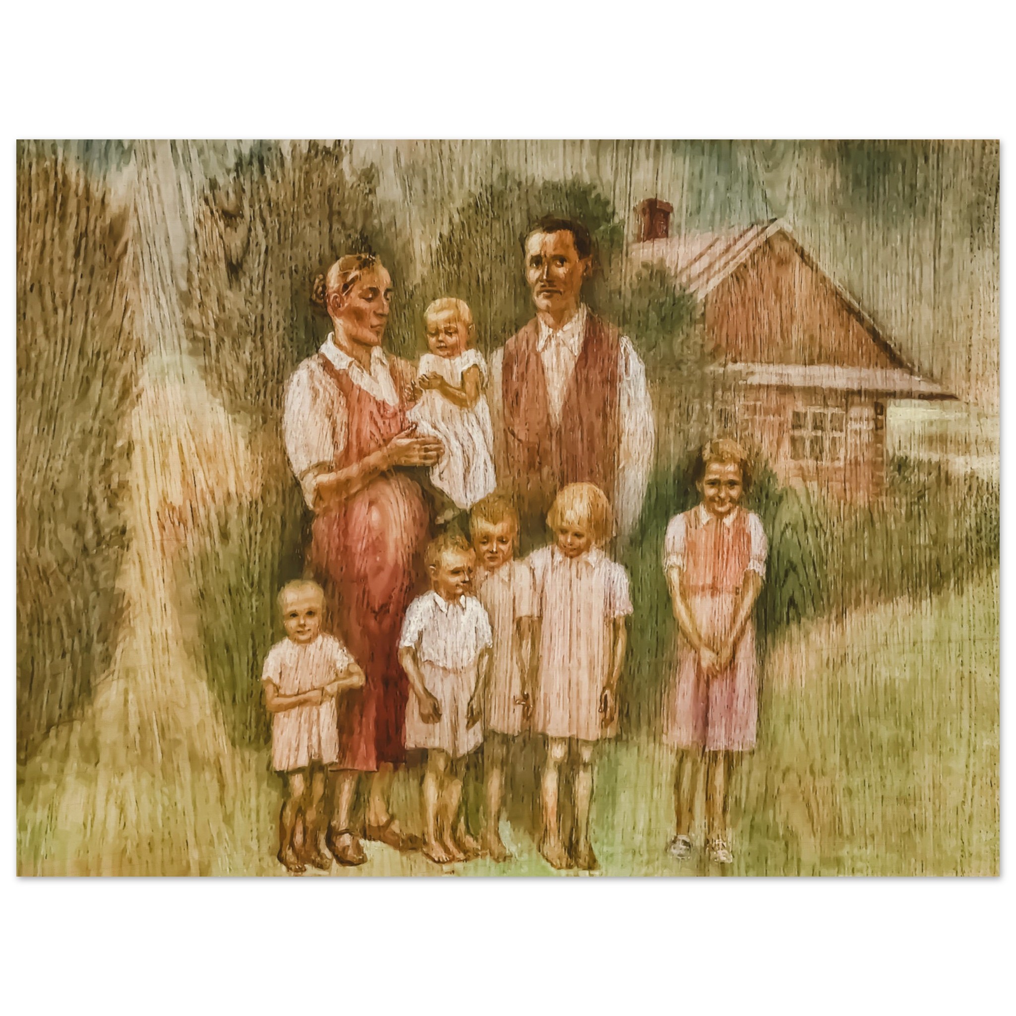 Family Ulma Samaritans from Markowa Wood Prints ikona Rodzina Ulmów