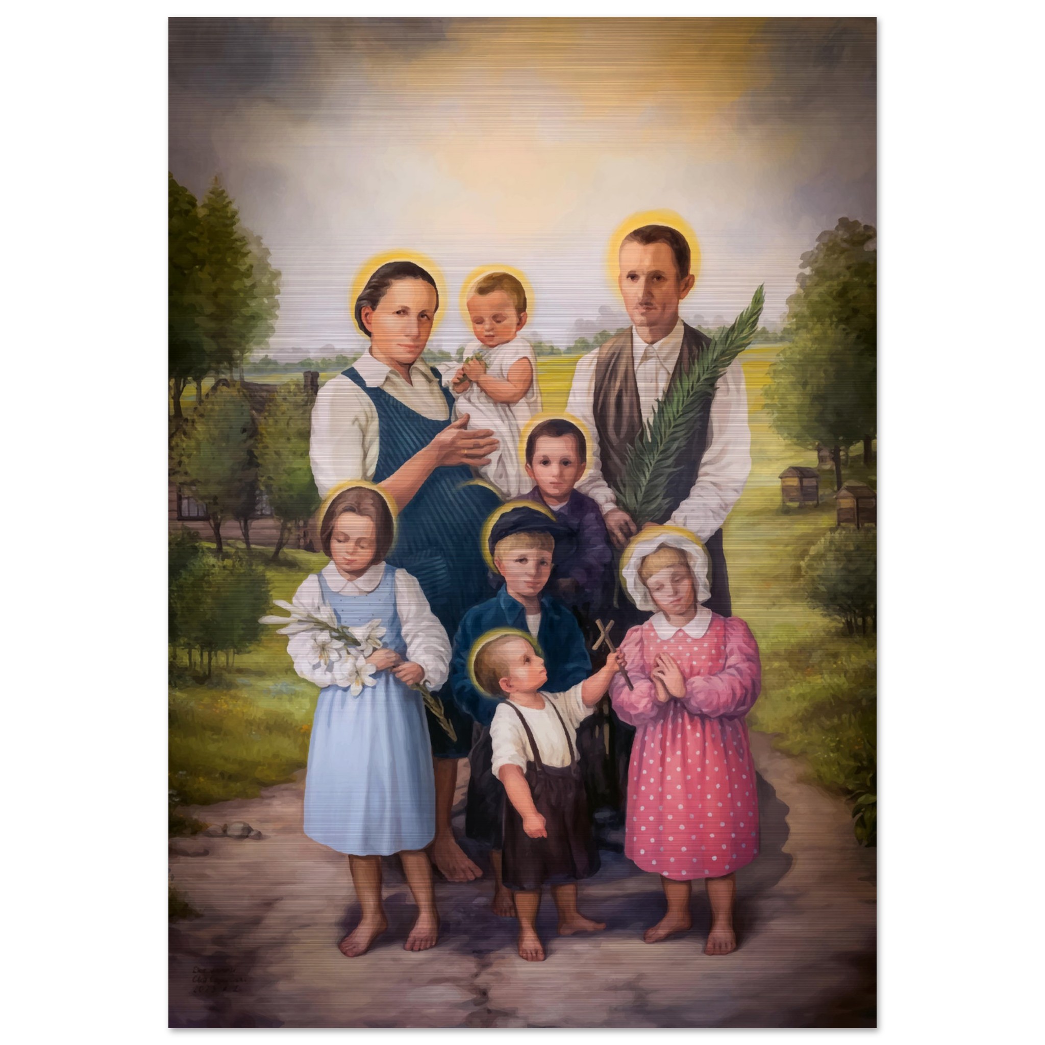 Ulma Family – Martyred and Blessed Together Brushed Aluminum Print Brushed Aluminum Icons Rosary.Team