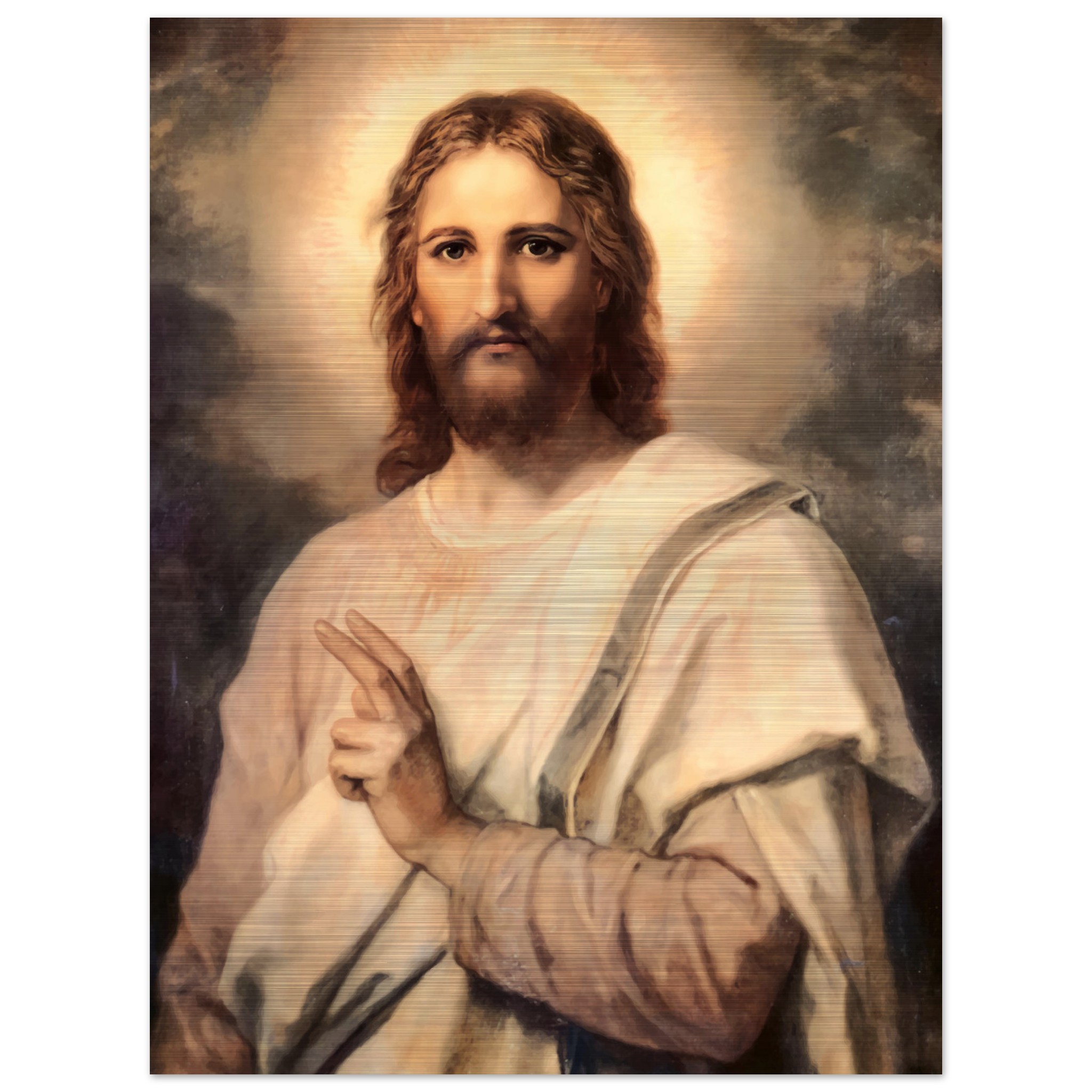 Portrait of Christ, The Savior Icon Brushed Aluminum