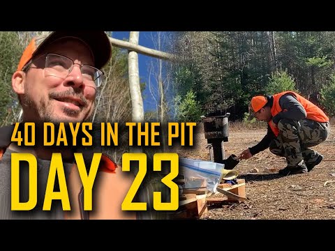 DAY 23: 40 DAYS in THE PIT 🔥Lazy Man’s Fire that LASTS for HOURS – Bush Craft EXPERIMENT