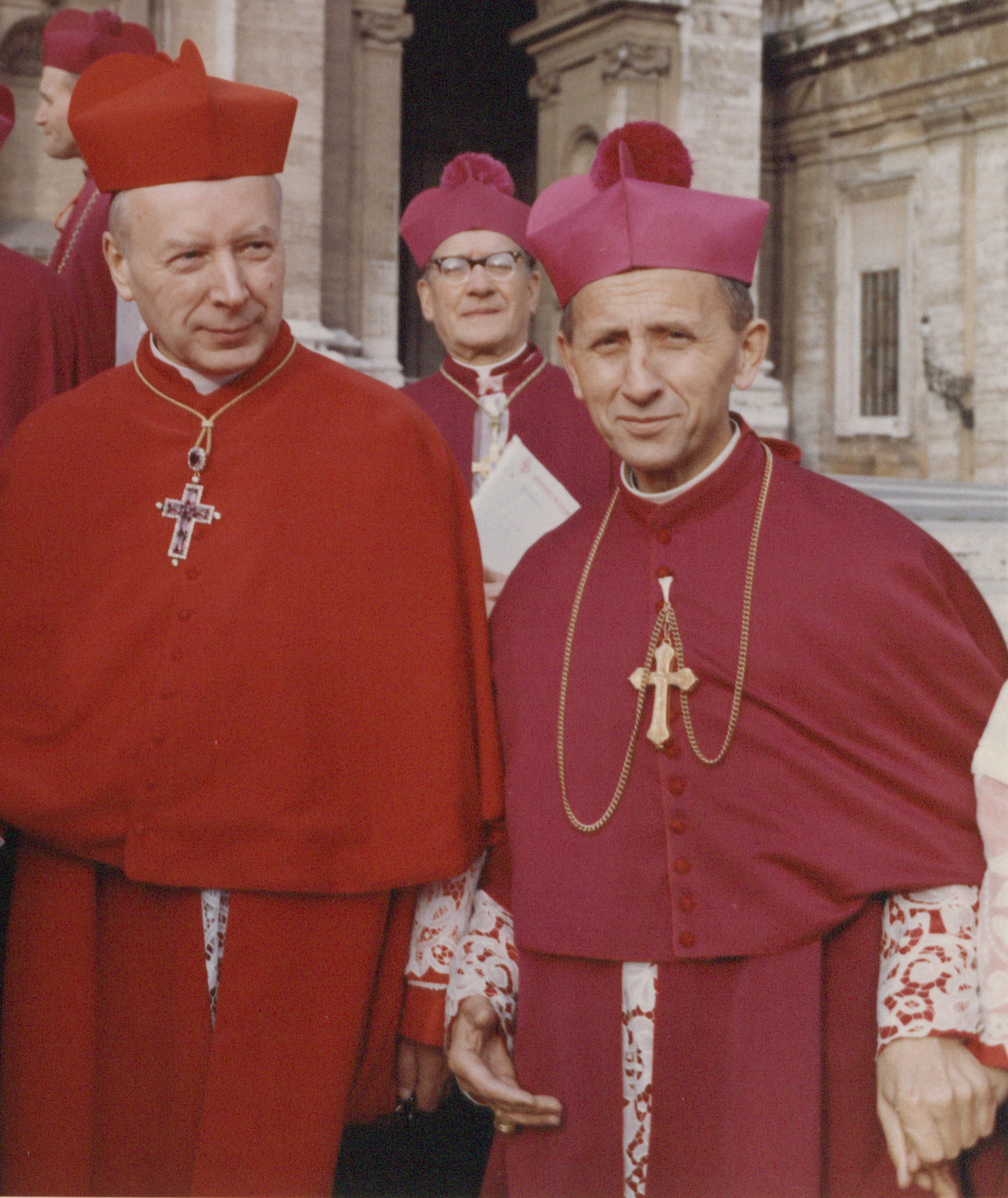 Archbishop Antoni Baraniak of Poznań (right) and Blessed Cardinal Stefan Wyszyński, primate of Poland, are seen outside St. Peter’s Basilica at the Vatican in an undated photo. | Credit: Archiwum Archidiecezjalne w Poznaniu