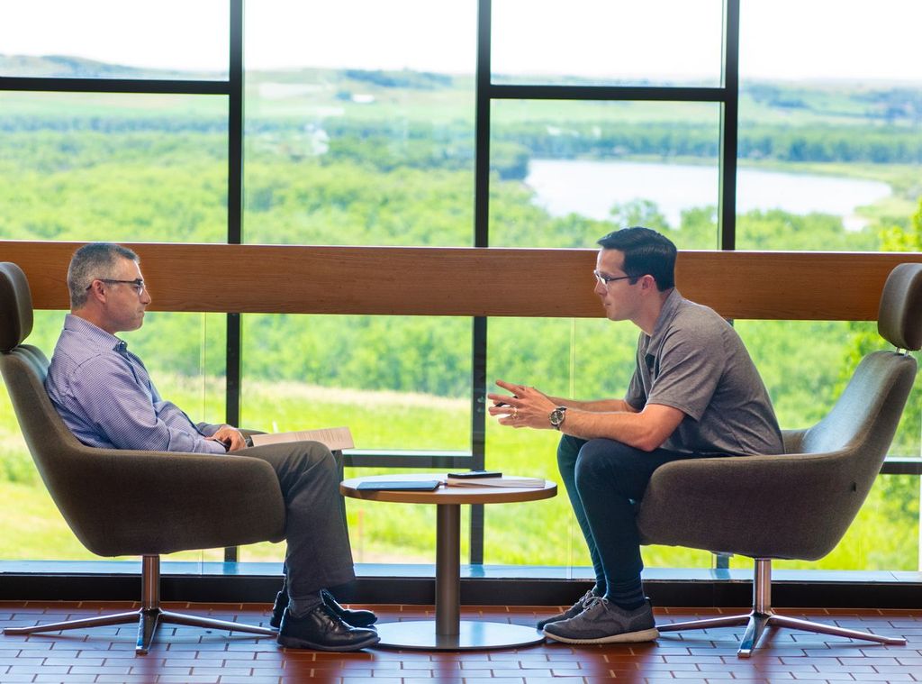 Online students gather on campus at University of Mary in North Dakota. | Credit: Mike McCleary/University of Mary