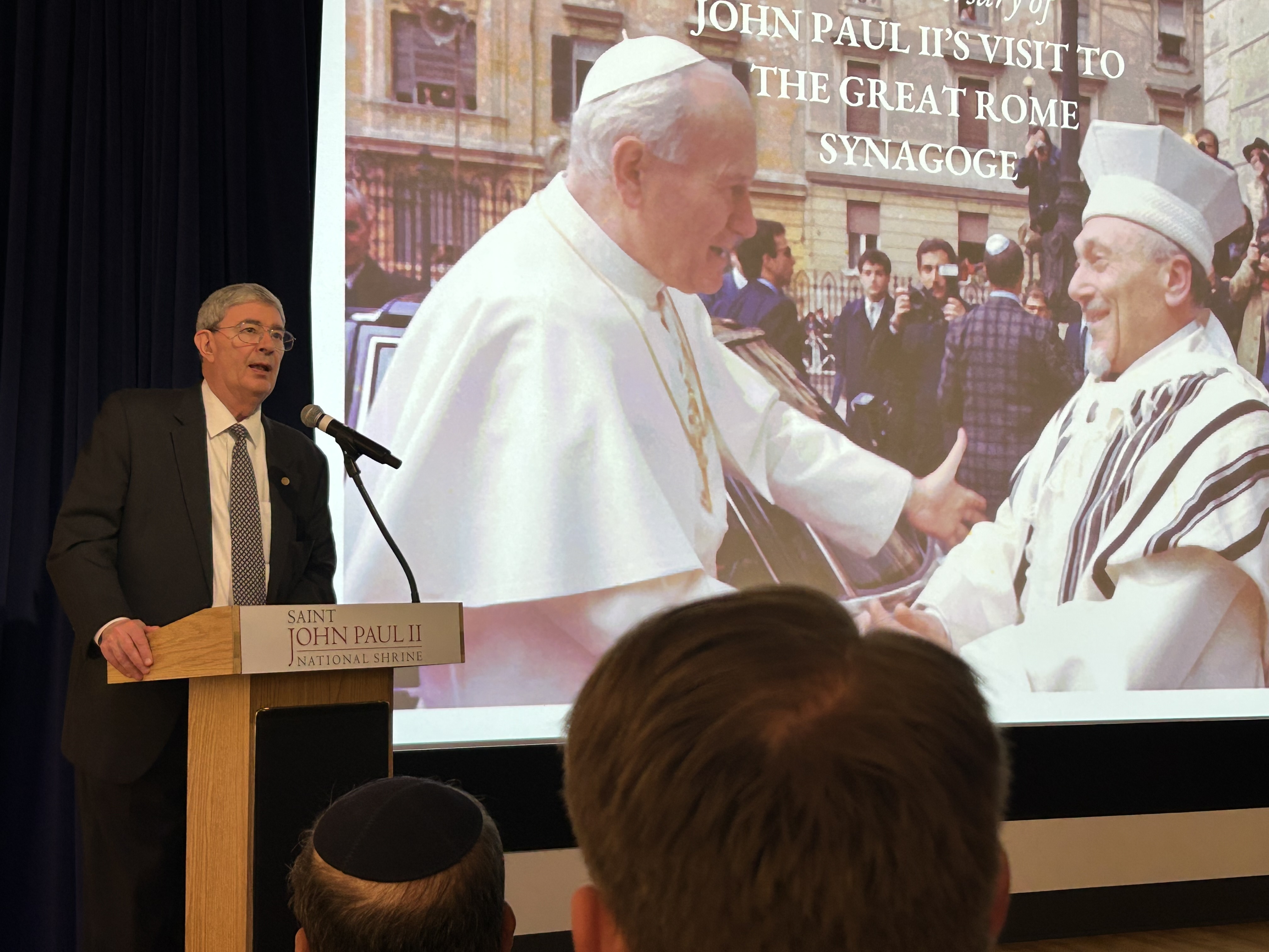 Papal biographer George Weigel speaks at the St. John Paul II National Shrine in Washington, D.C., on April 16, 2026. | Credit: Ken Oliver/EWTN News