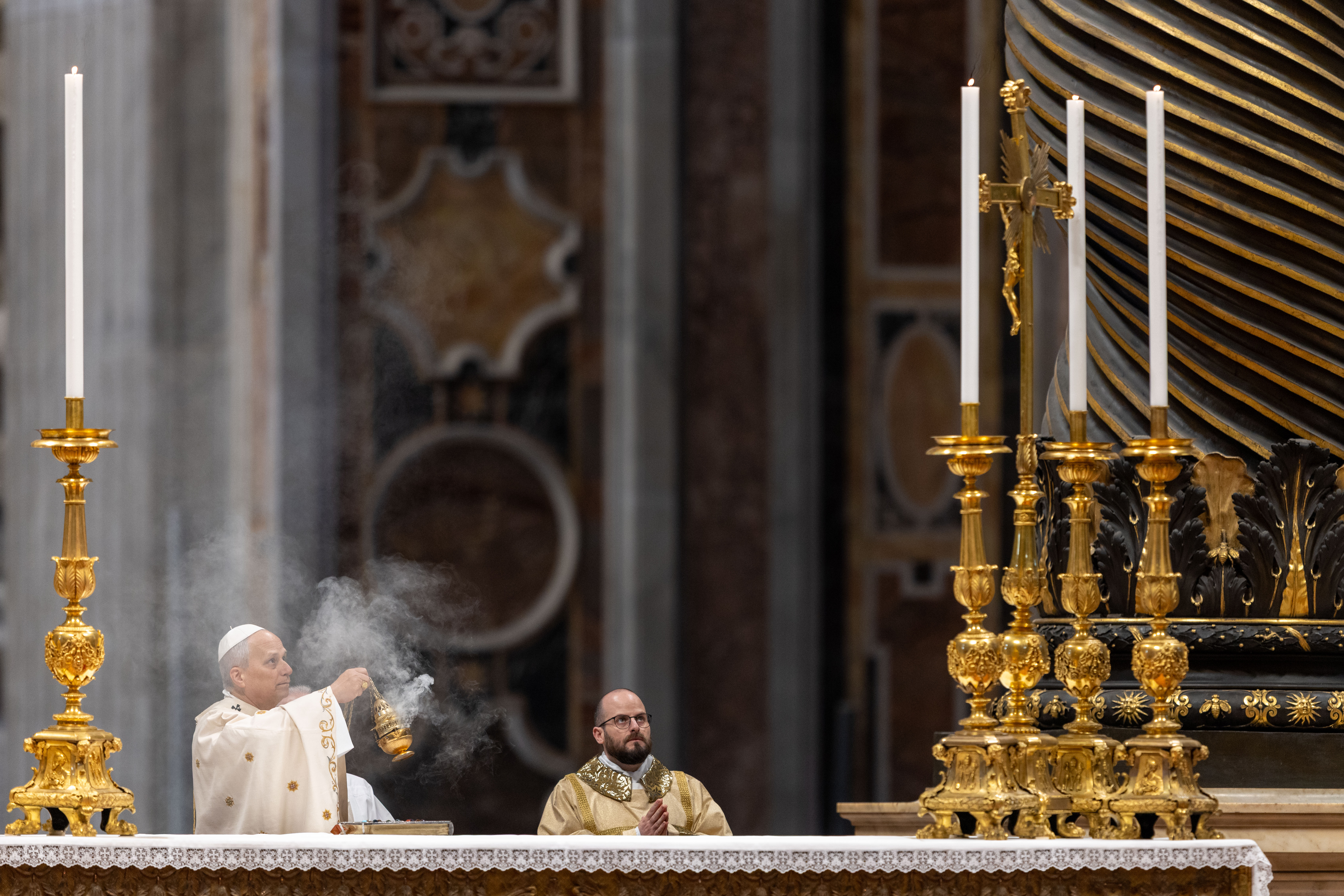Pope Leo XIV presides over a chrism Mass at the Vatican on Holy Thursday, April 2, 2026. | Credit: Daniel Ibáñez/EWTN News