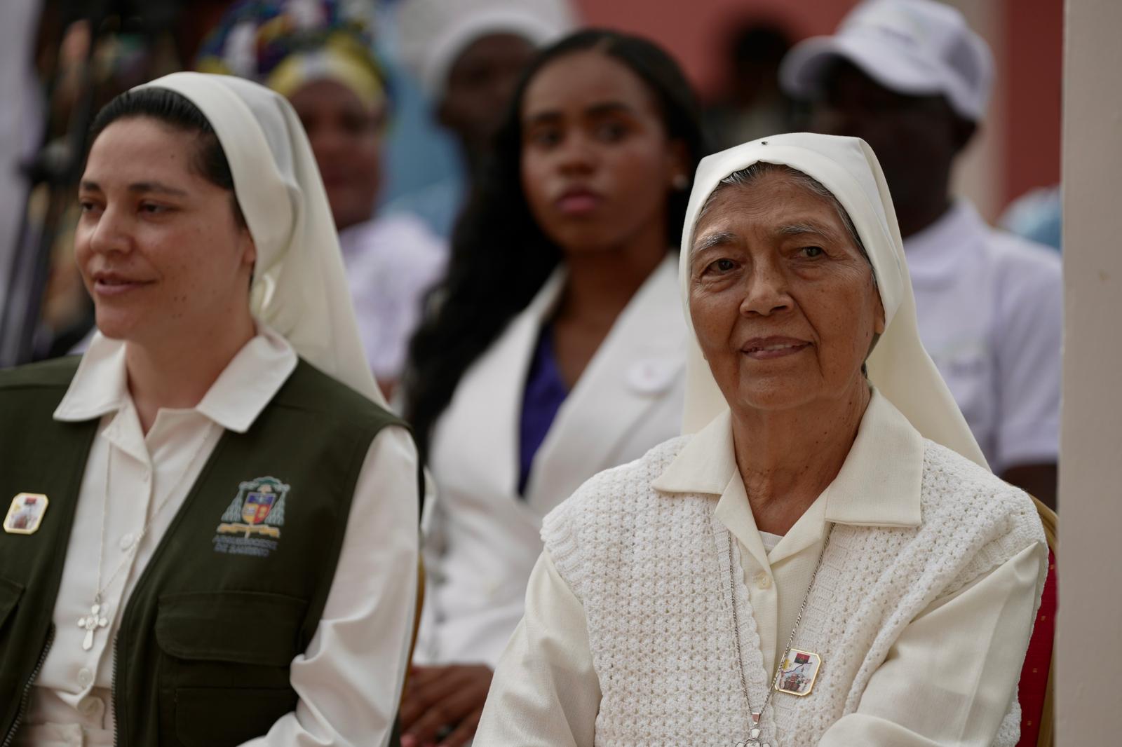 Pope Leo XIV visits a nursing home in Saurimo, Angola, on April 20, 2026. | Credit: Patrick Leonard/EWTN News