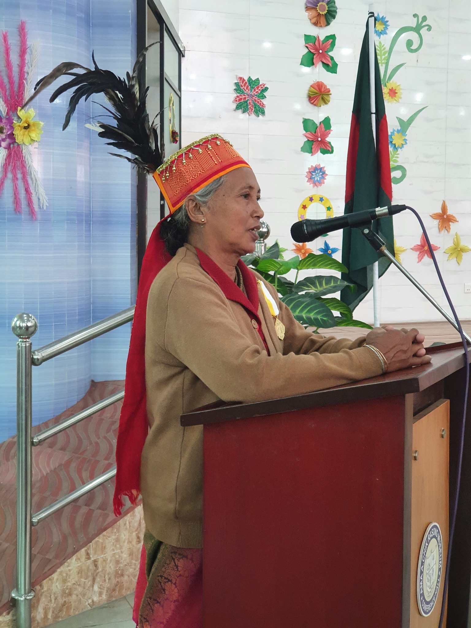 Lobdine Chisim speaks during a ceremony honoring her with the papal award Pro Ecclesia et Pontifice on Jan. 11, 2025, in Mymensingh. | Credit: Photo courtesy of Lobdine Chisim