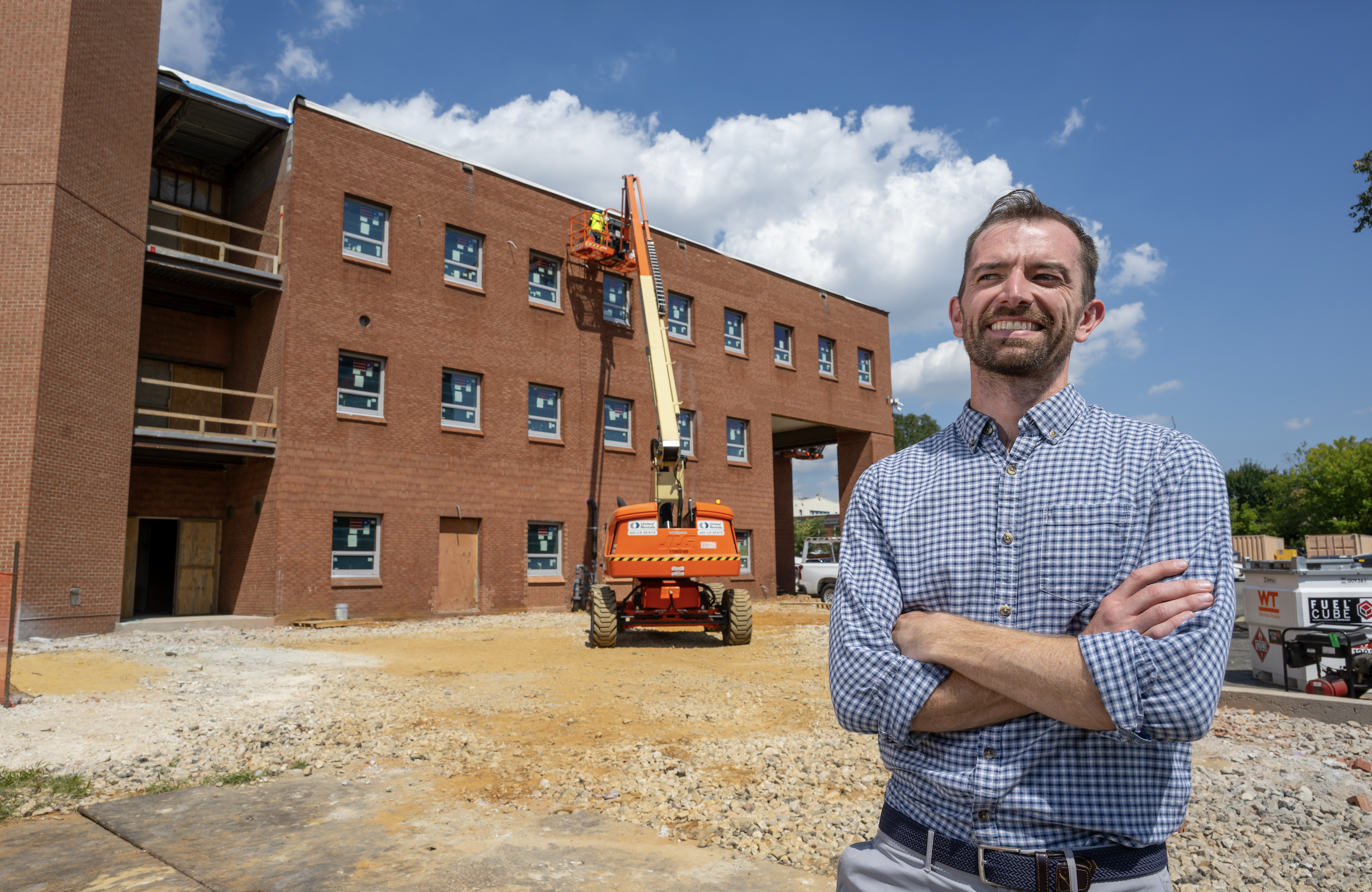 Kevin Creamer at the Carolyn E. Fugett Intergenerational Center in Baltimore while the building was under construction. | Credit: Photo courtesy of Catholic Charities Baltimore