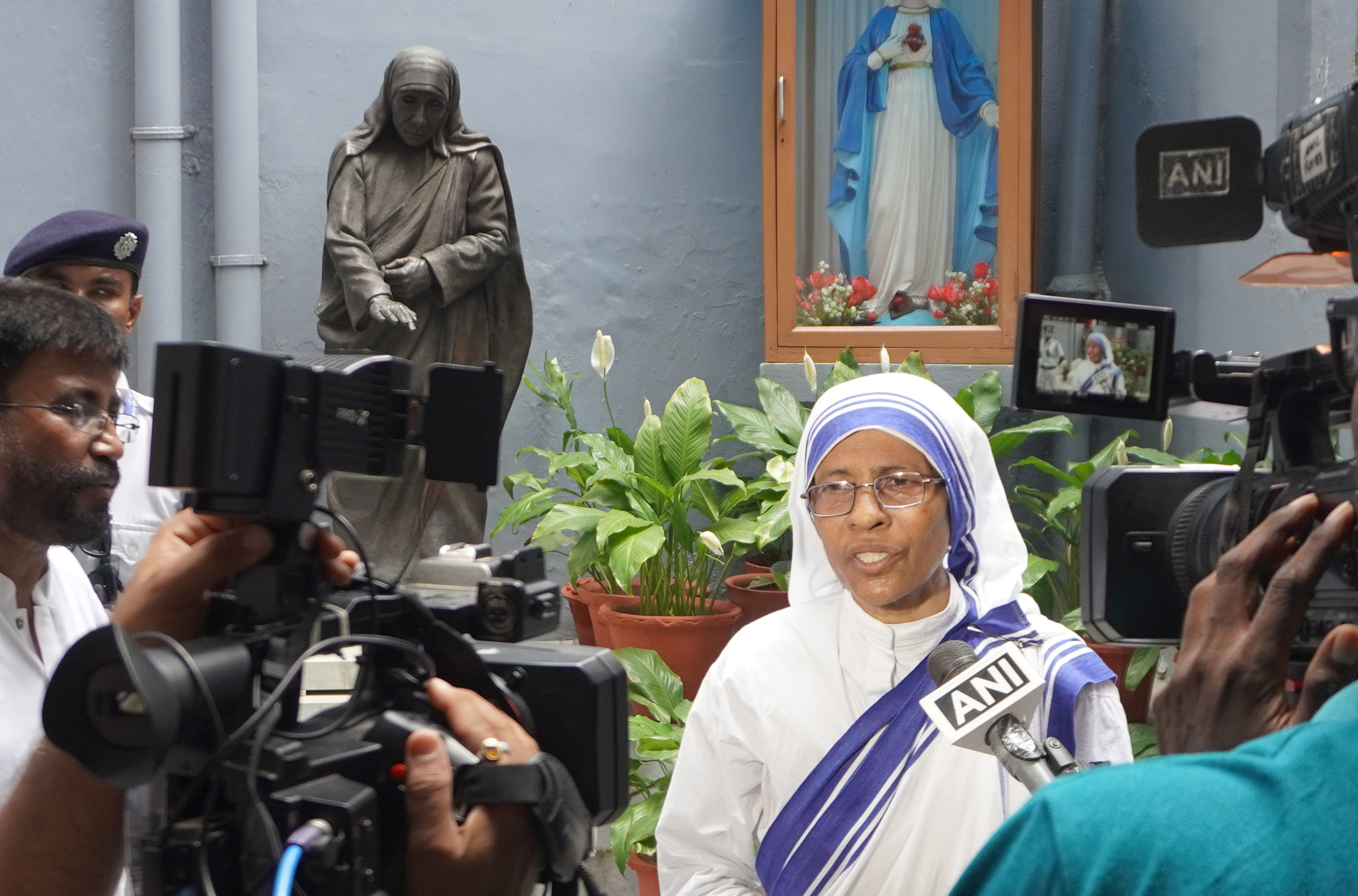 Sister Concettina, secretary-general of the Missionaries of Charity, briefs the media at the mother house in Kolkata, India, after U.S. Secretary of State Marco Rubio’s visit on May 23, 2026. | Credit: Anto Akkara