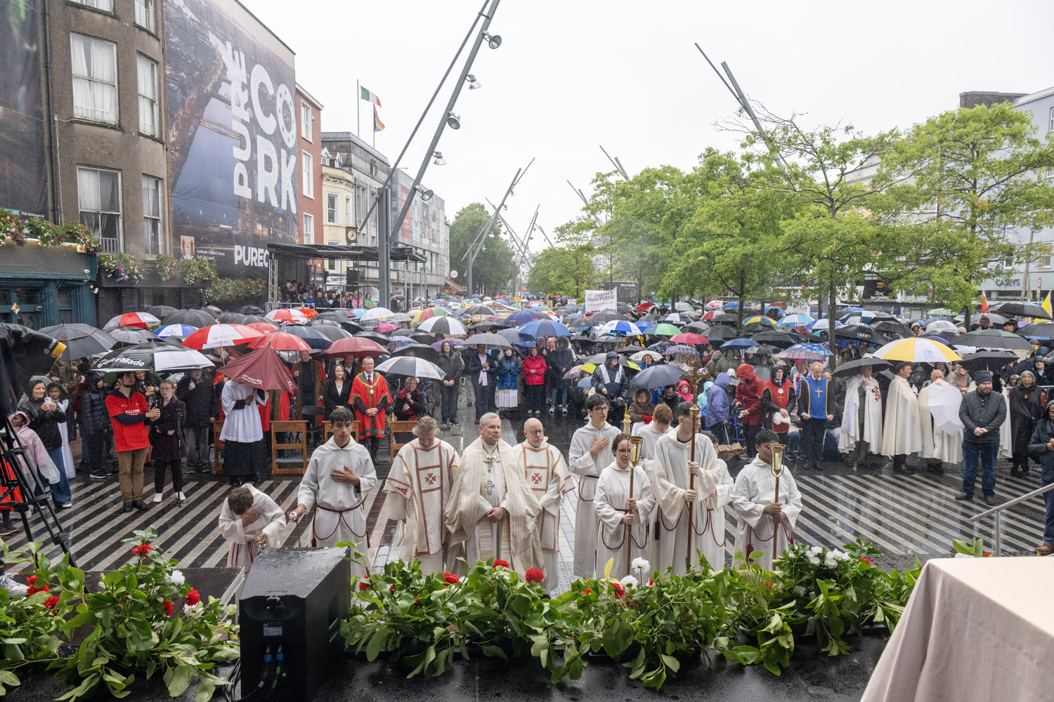 Organizers of the 100th Eucharistic procession in Cork, Ireland, estimated the 2026 procession on June 7 from the City’s North Cathedral to the Grand Parade attracted about 5,000 people. | Credit: Brian Lougheed