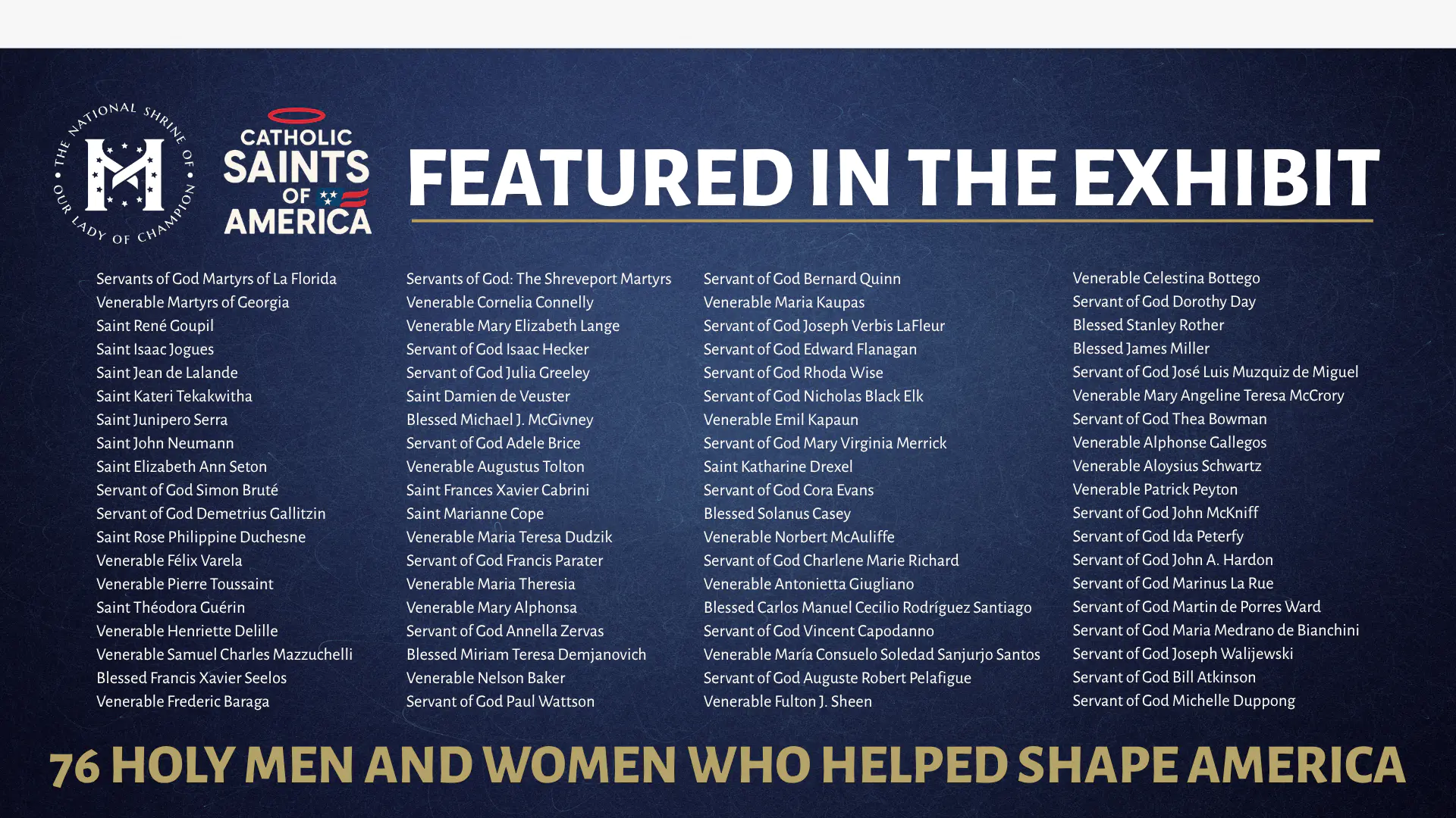 Champion Shrine to celebrate America’s 250th by honoring Catholic saints, blesseds, venerables