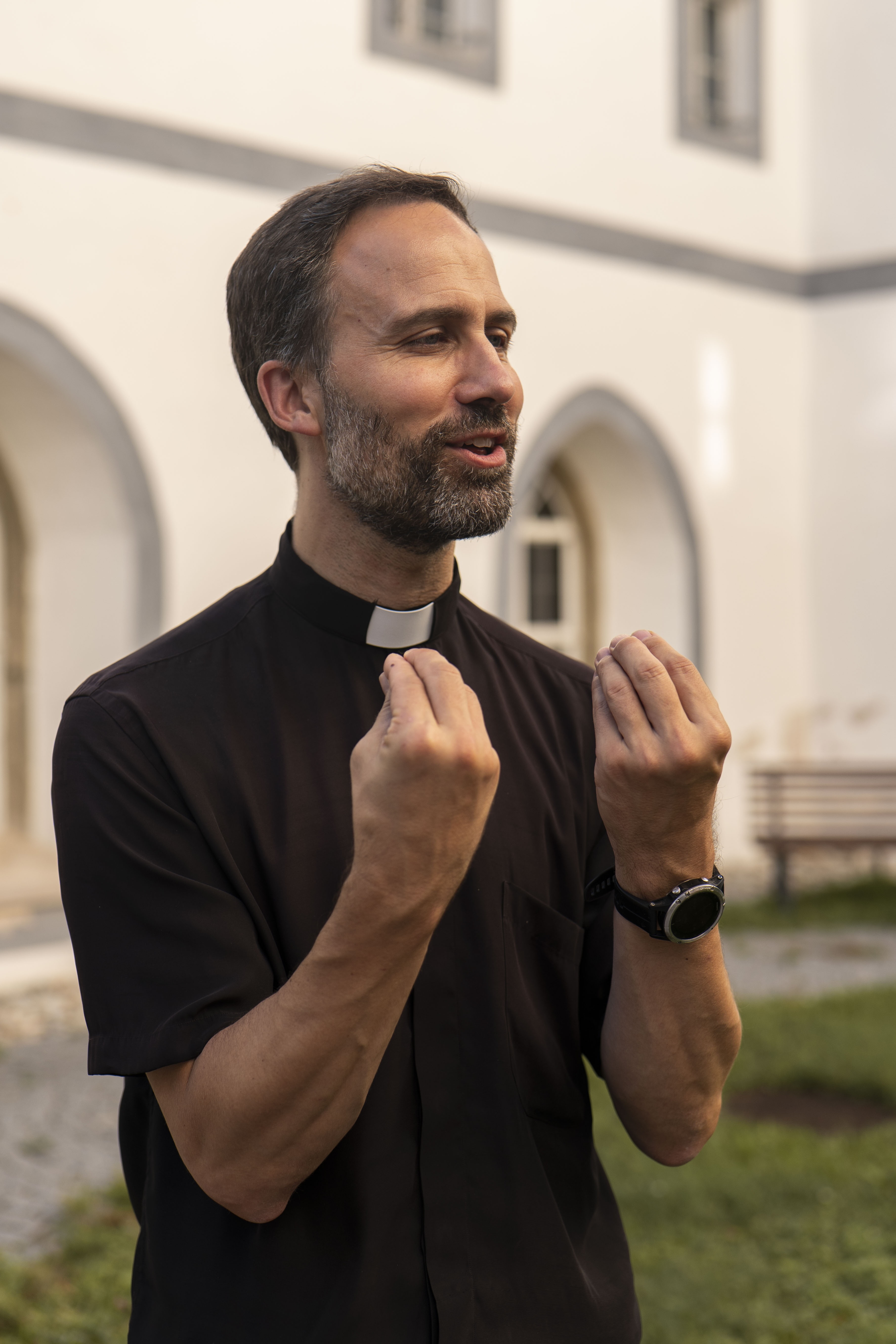 Father Mark Thelen, LC, preaches at European Mission Campus in 2025. | Credit: Photo courtesy of Father Mark Thelen, LC