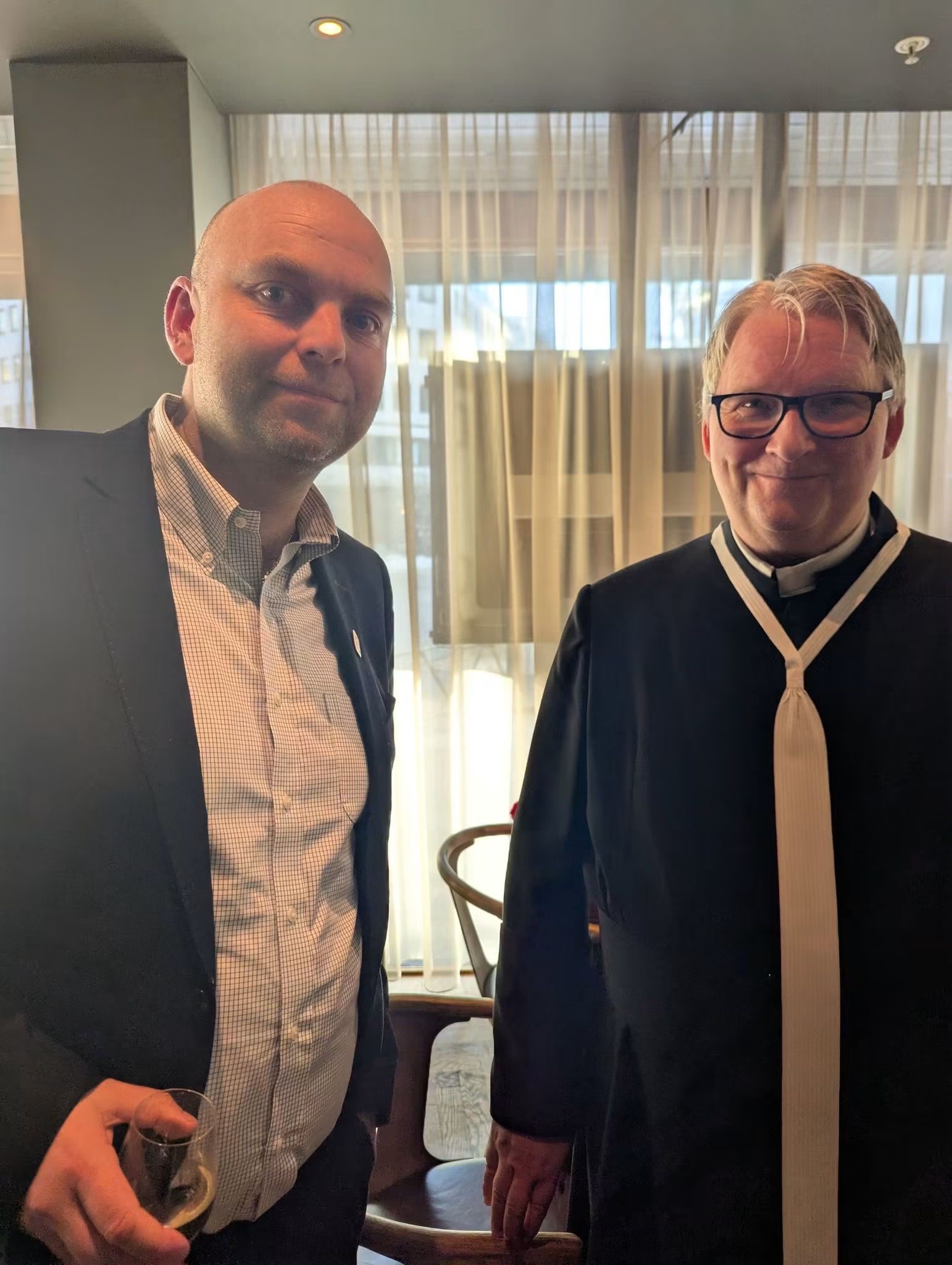 Pål Nes, left, a Catholic convert and editor-in-chief of EWTN Norway, with the priest who brought him into the Church. | Credit: Photo courtesy of Pål Nes