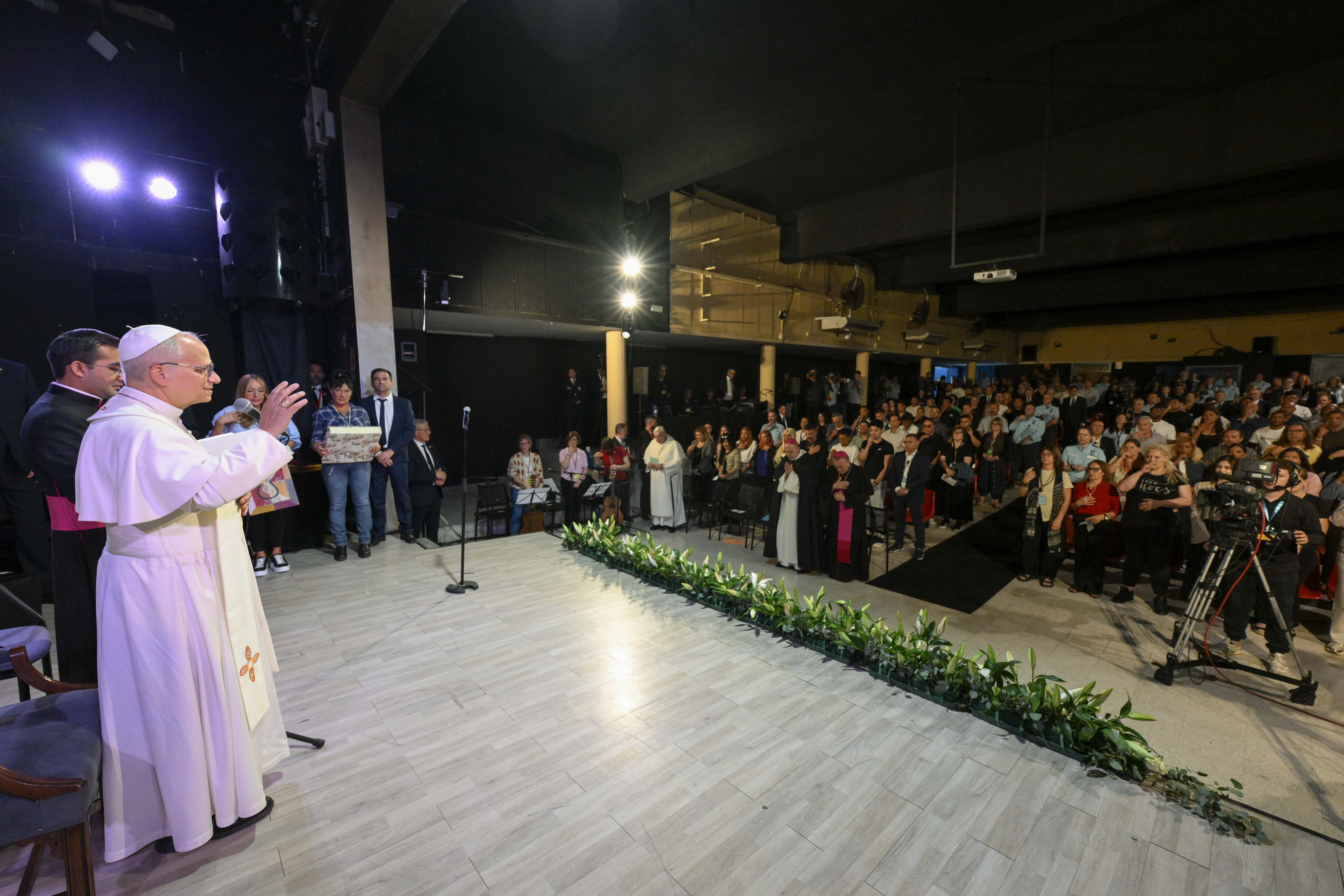 Pope Leo XIV visits Brians 1 Prison in Barcelona, June 10, 2026. The Holy Father’s weeklong trip to Spain includes visits to historic Catholic sites and a trip to the Canary Islands. | Credit: Vatican Media