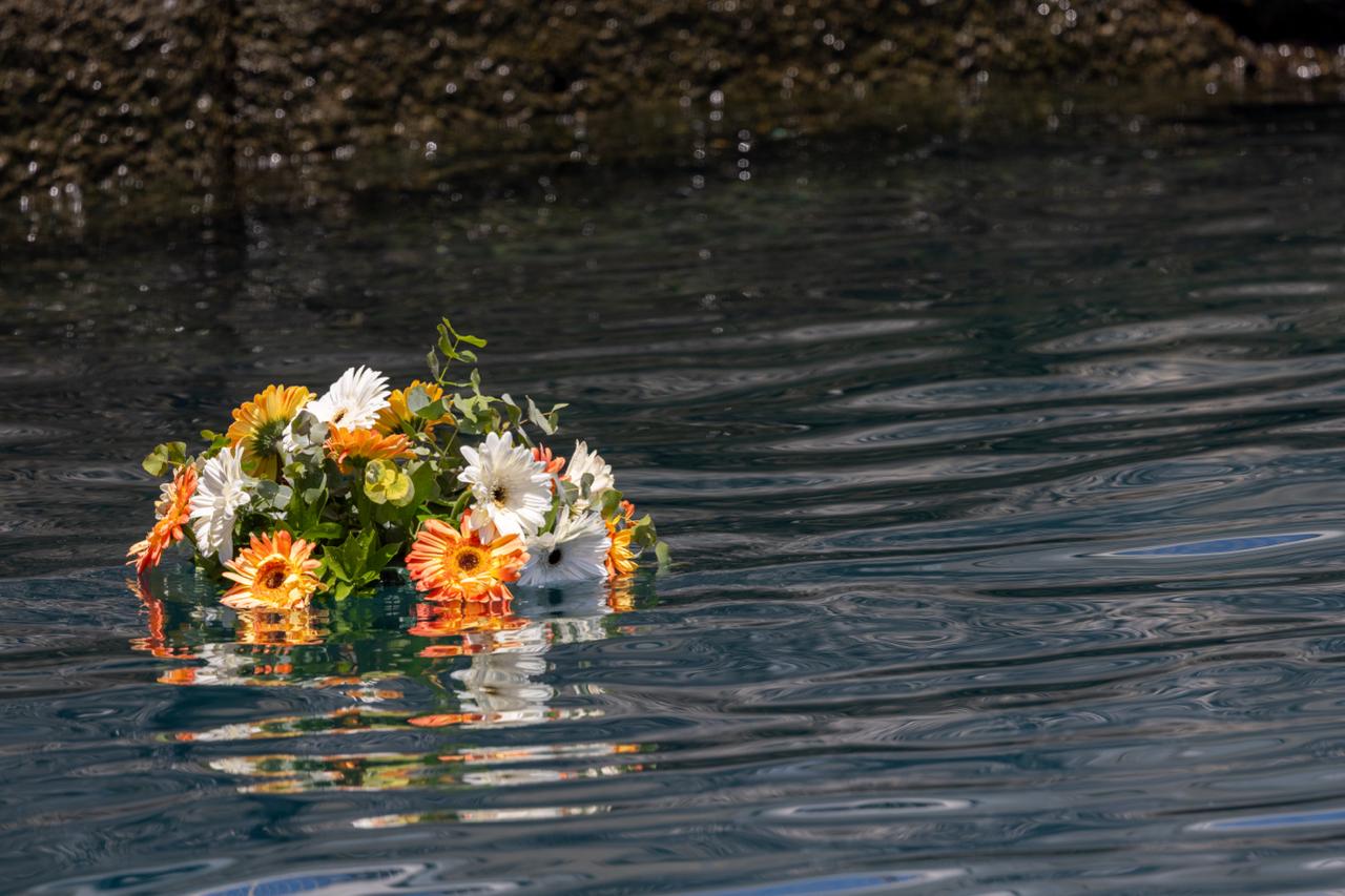 Pope Leo XIV, commemorating victims of migration at sea, dropped flowers into the water at the port of Arguineguín, Canary Islands, Spain, on June 11, 2026. | Credit: Daniel Ibáñez/EWTN