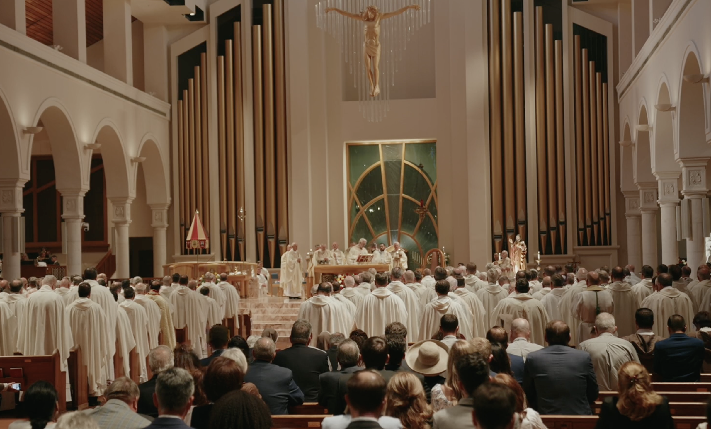 U.S. bishops consecrate the nation to the Sacred Heart of Jesus at the Basilica of the National Shrine of Mary, Queen of the Universe, in Orlando, Florida, on June 11, 2026. | Credit: USCCB/YouTube/screenshot