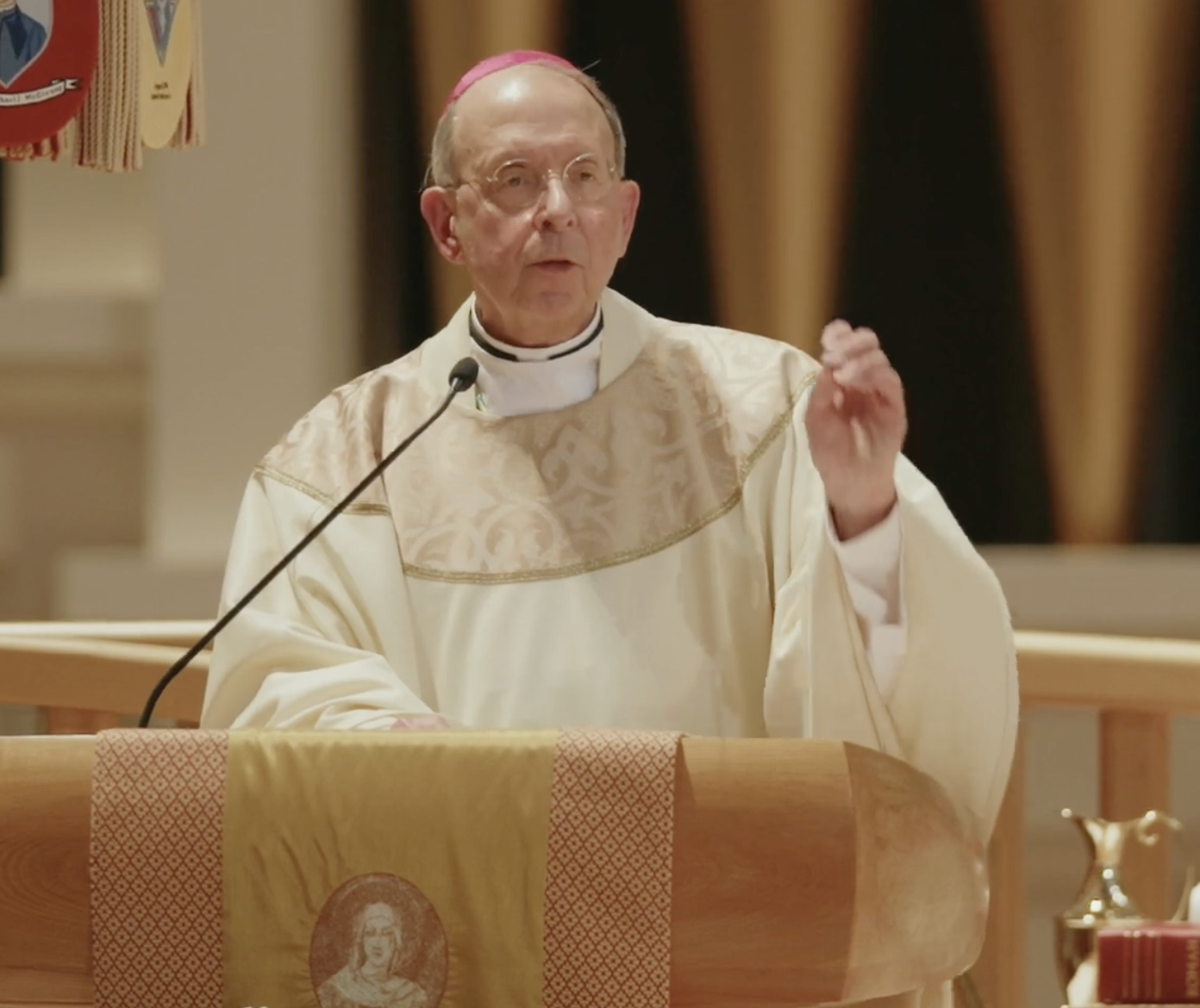 Archbishop William Lori of Baltimore gives the homily as U.S. bishops consecrate the nation to the Sacred Heart of Jesus on June 11, 2026, in Orlando, Florida. | Credit: USCCB/YouTube/screenshot