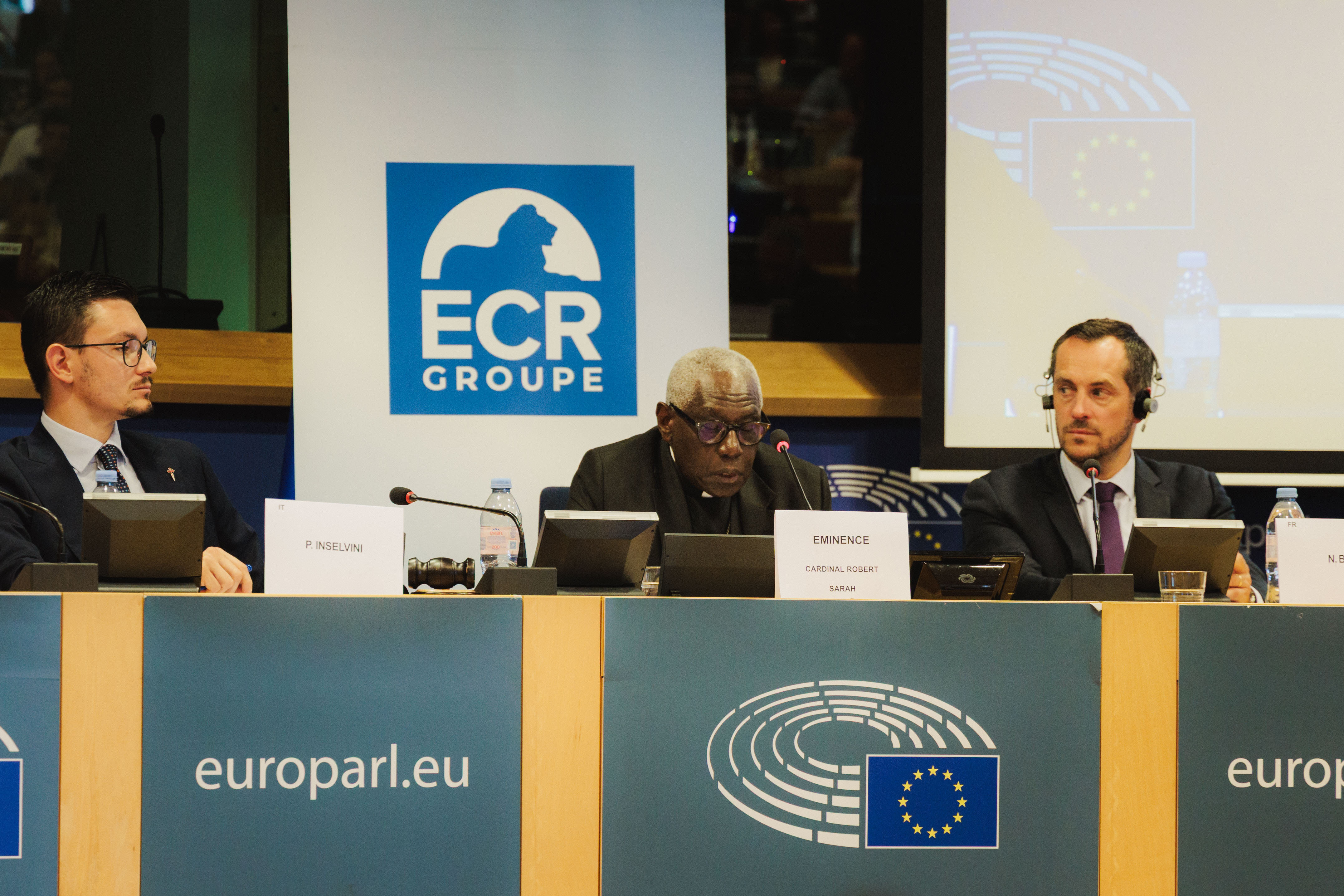 Cardinal Robert Sarah delivers his remarks during the discussion “Europe and Africa” at the European Parliament in Brussels on July 15, 2026. | Credit: ECR Group