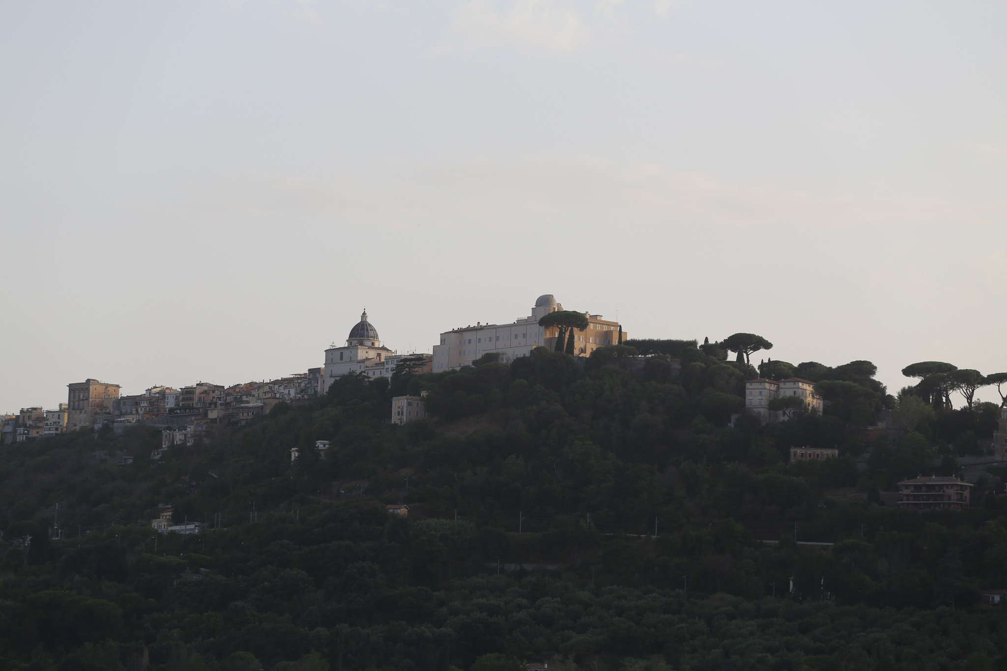 The papal palace in Castel Gandolfo is seen from Lake Albano, Aug. 29, 2026. Pope Leo XIV took part in a Marian procession on the lake, becoming the first pope to travel by boat across the waters there according to the Vatican. | Credit: Zofia Czubak/EWTN News