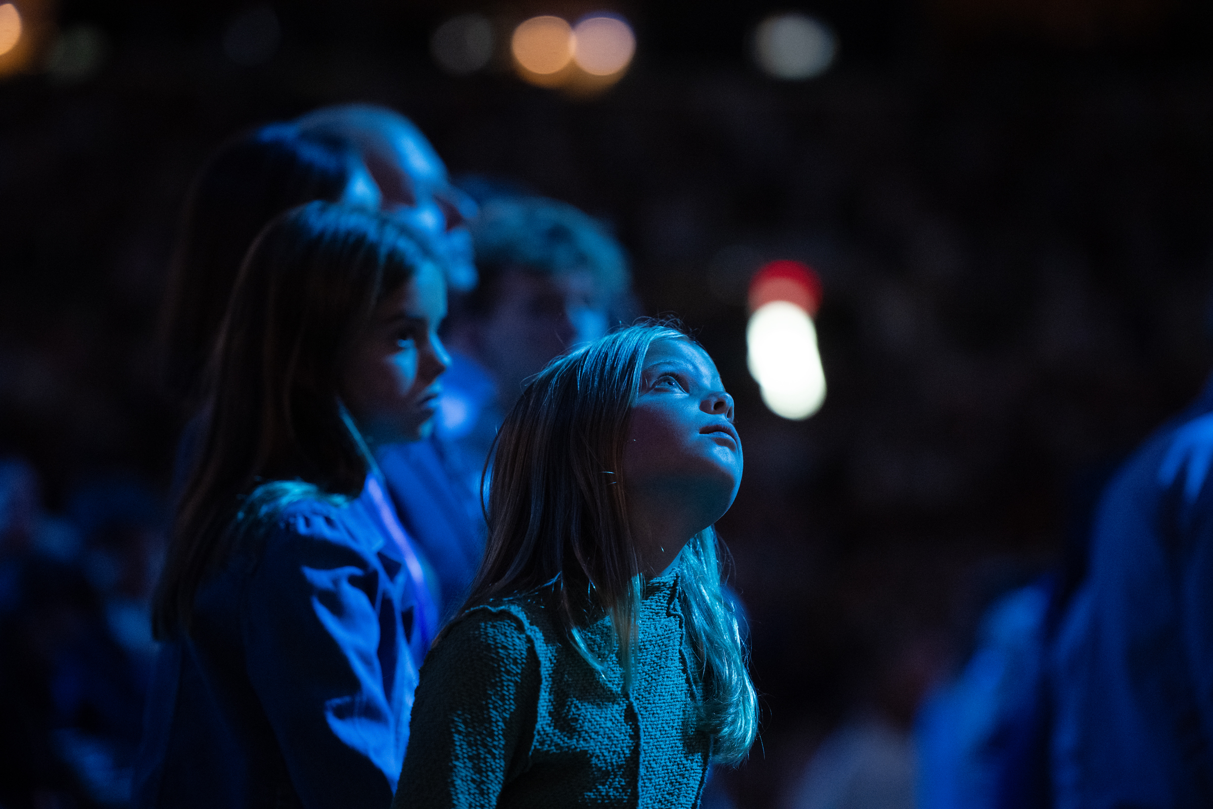 A young girl looks pensive during the beatification Mass for Archbishop Fulton Sheen on Sept. 24, 2026. | Credit: Jeffrey Bruno
