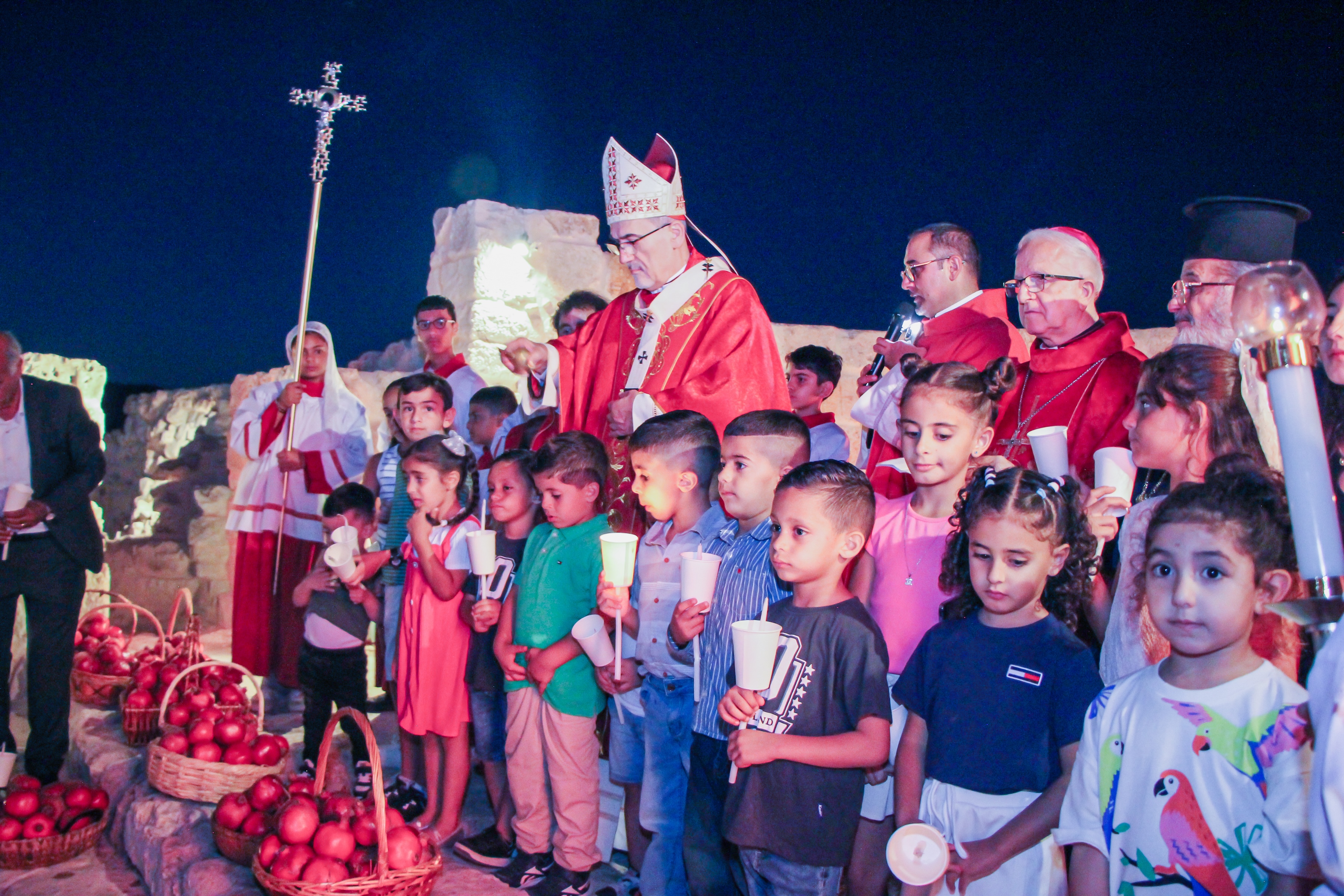 Cardinal Pierbattista Pizzaballa lights the flame at the historic St. George Church, locally known as Al-Khader, Sept. 13, 2026, at Christ the Redeemer Church in Taybeh, West Bank. | Credit: Emad Diab/ACI MENA