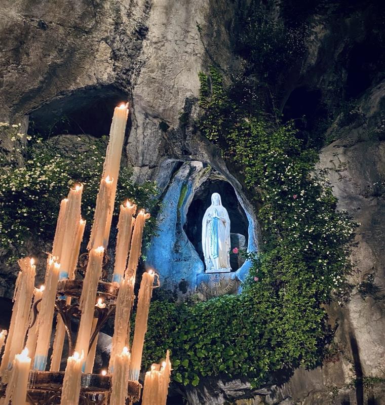 The Grotto at the Shrine of Our Lady of Lourdes. | Credit: Solene Tadie