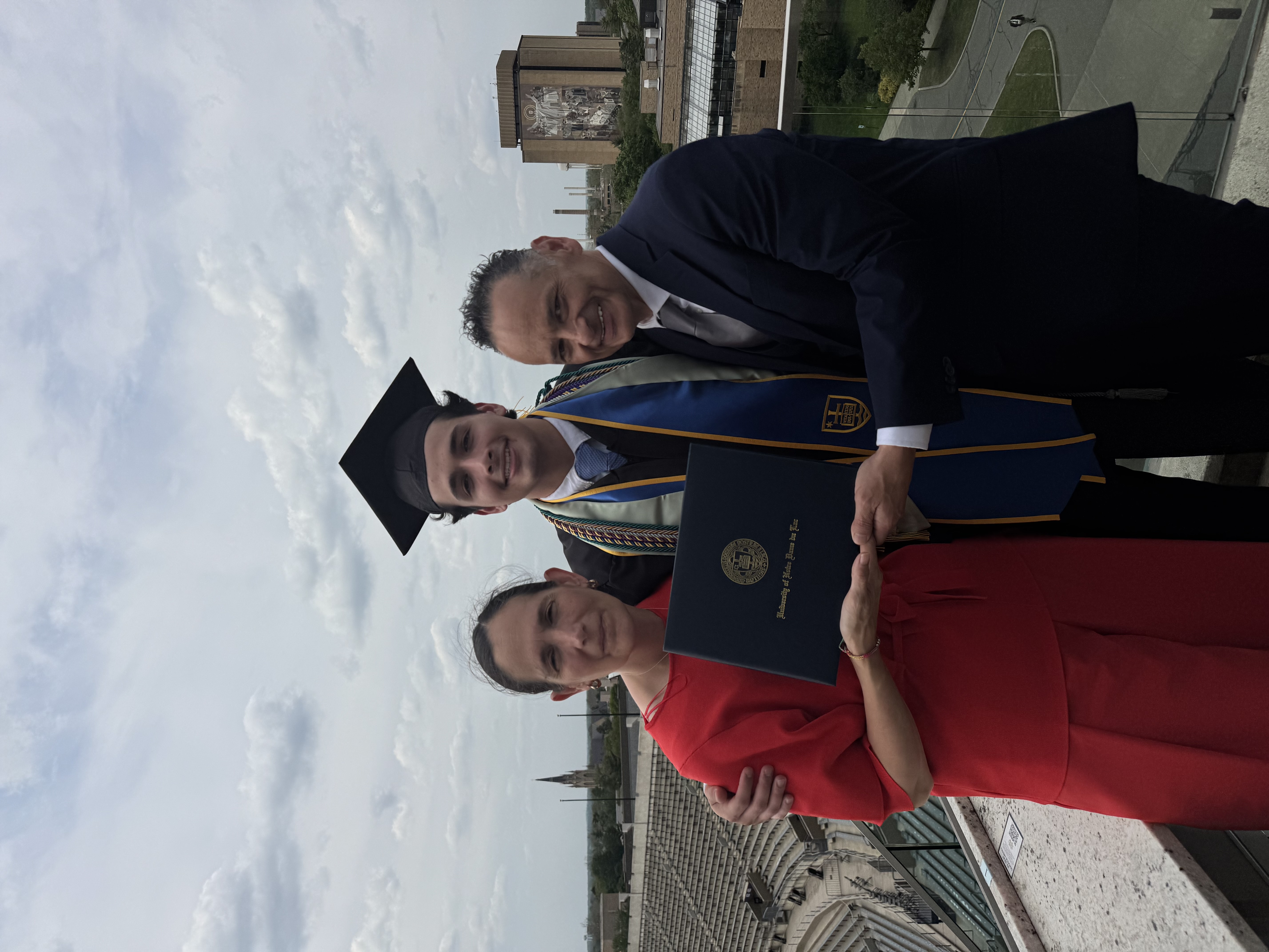 José Ignacio and Claudia Celis with their son Federico at his graduation from the University of Notre Dame, South Bend, Indiana. | Credit: Photo courtesy of José Ignacio and Claudia Celis